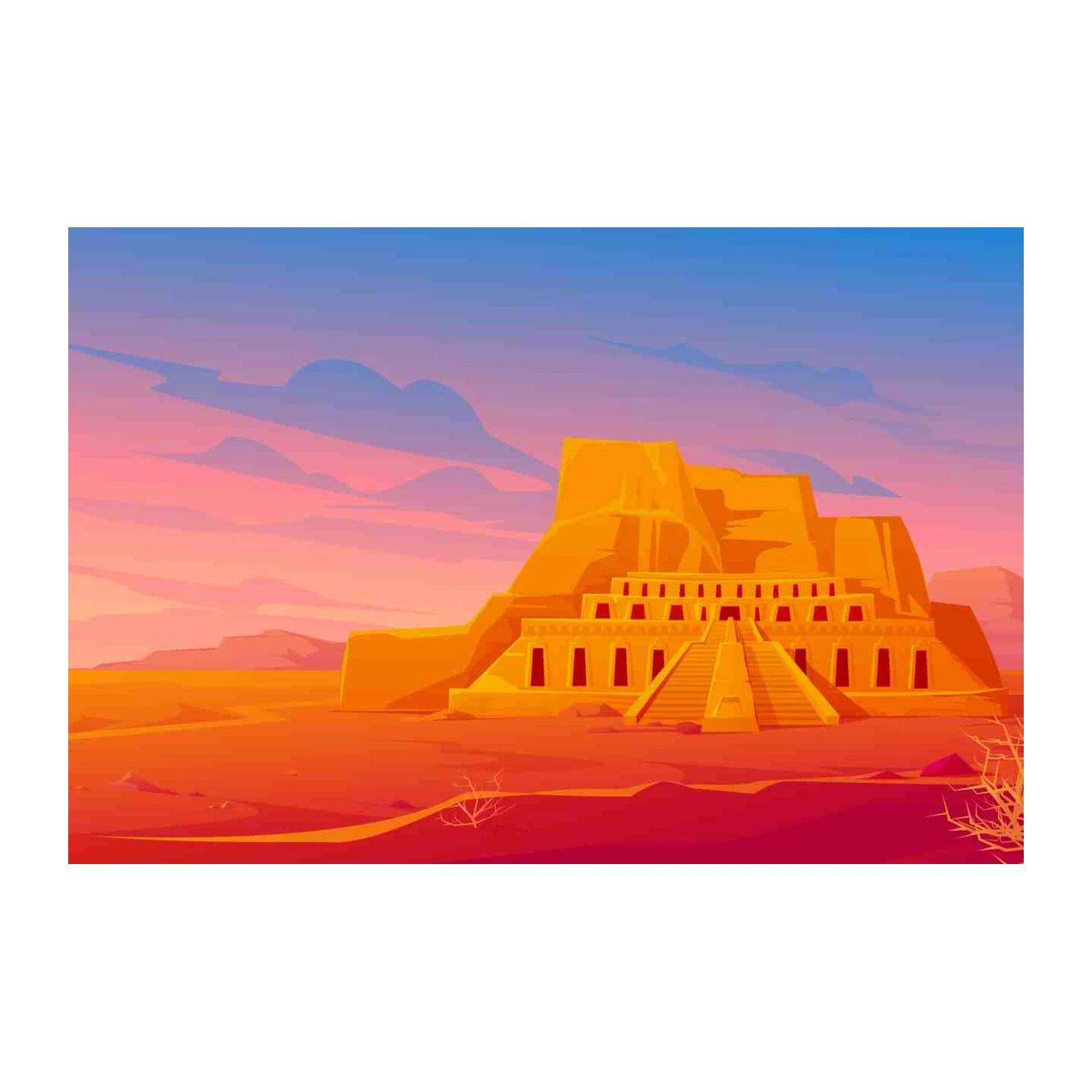 Ancient Desert Pyramid Sunset Wall Art