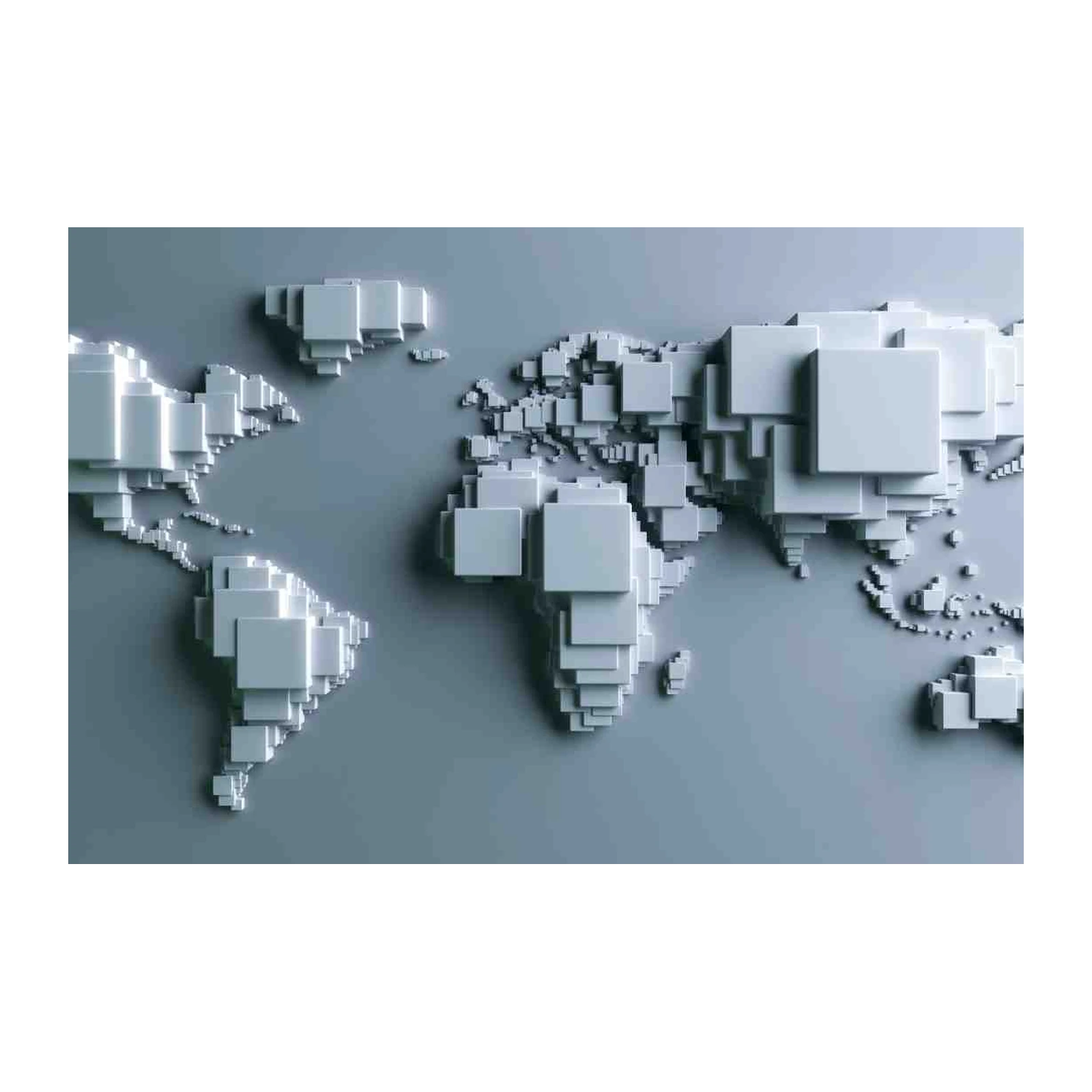 Abstract 3D World Map Pixel Art Wall Art