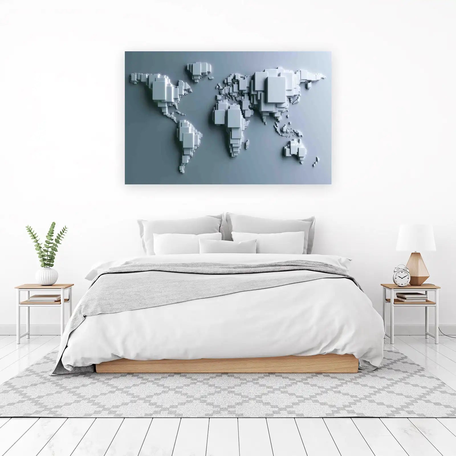 Abstract 3D World Map Pixel Art Wall Art