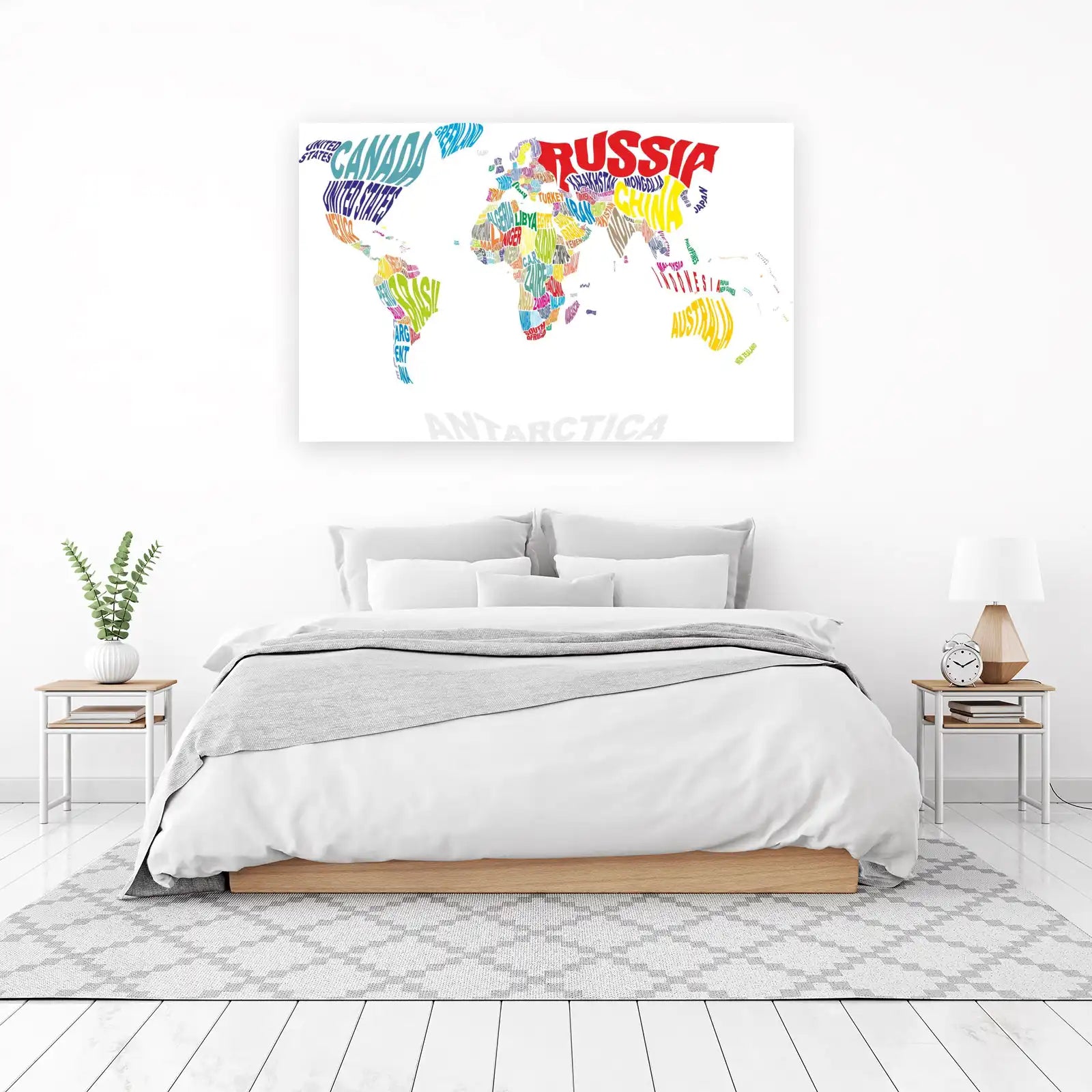 Colorful World Map Typography Wall Art