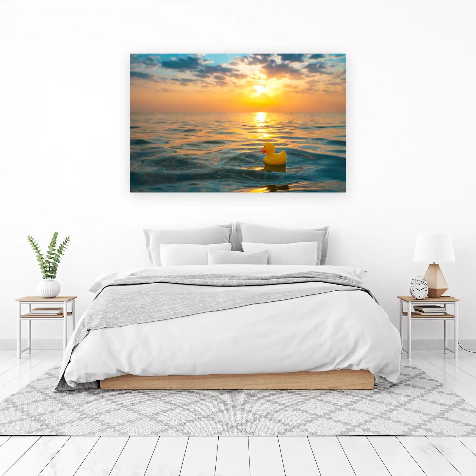 Sunny Duck Floating on Ocean Wall Art