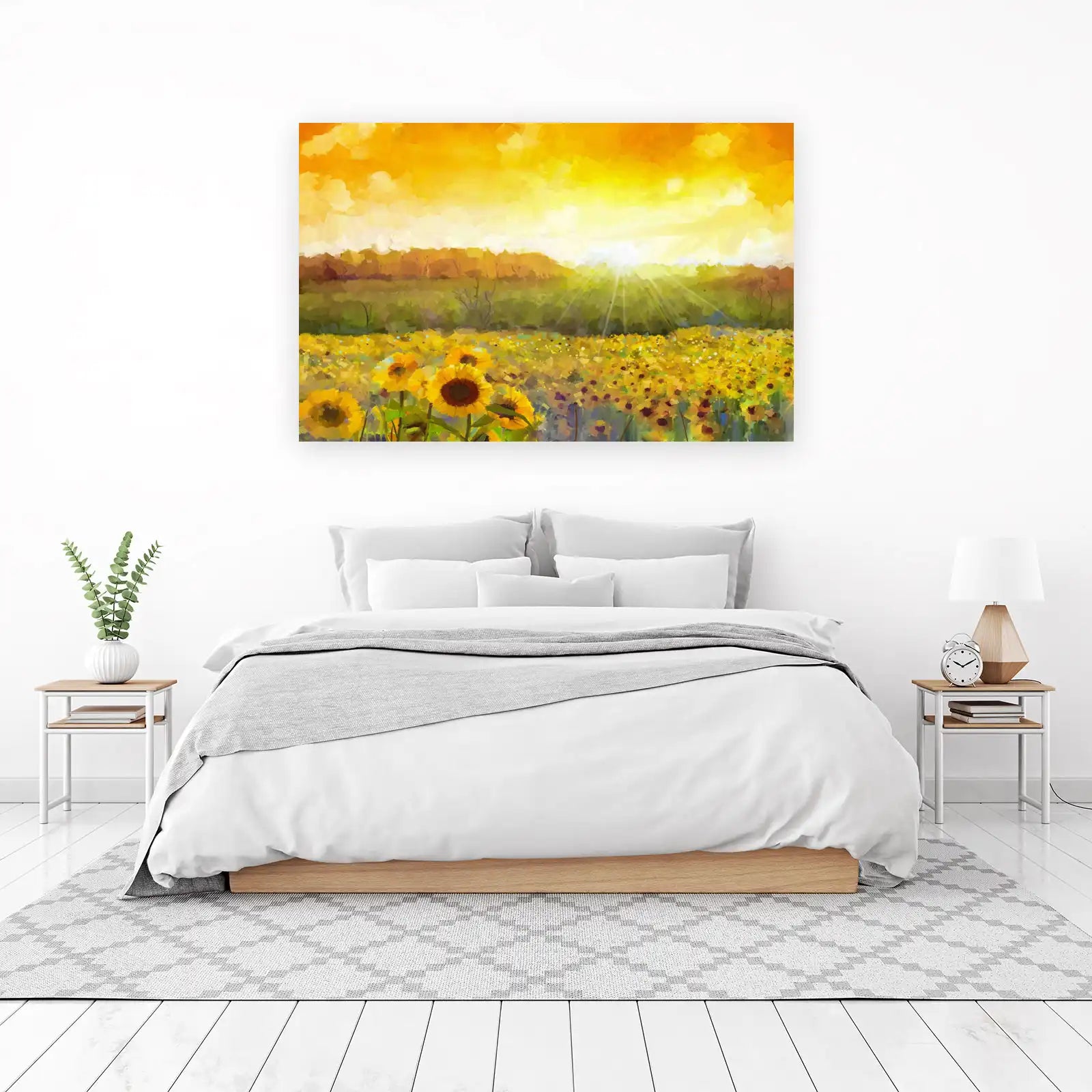 Vibrant Sunflower Field Sunrise Wall Art
