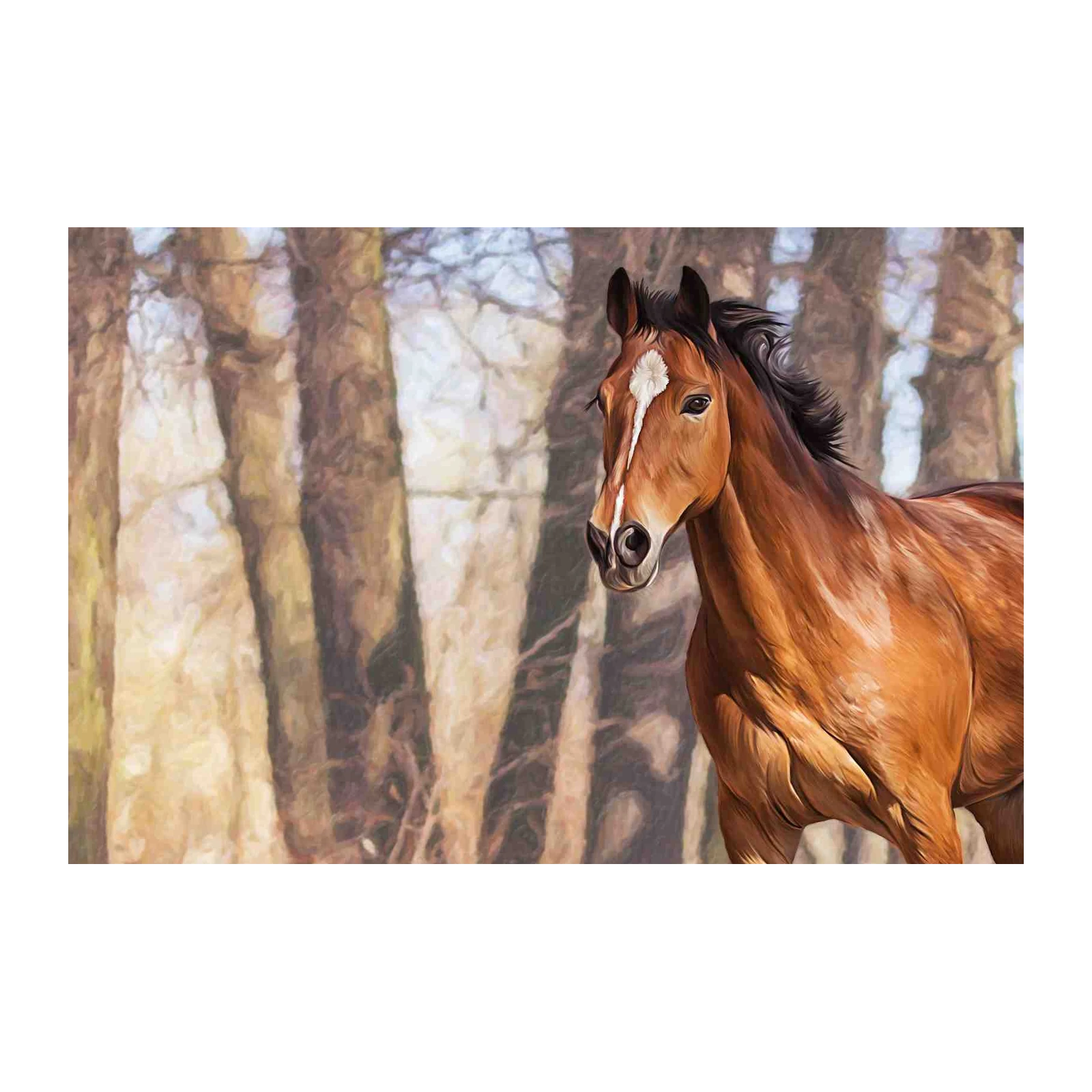 Majestic Horse Forest Oil Painting Wall Art