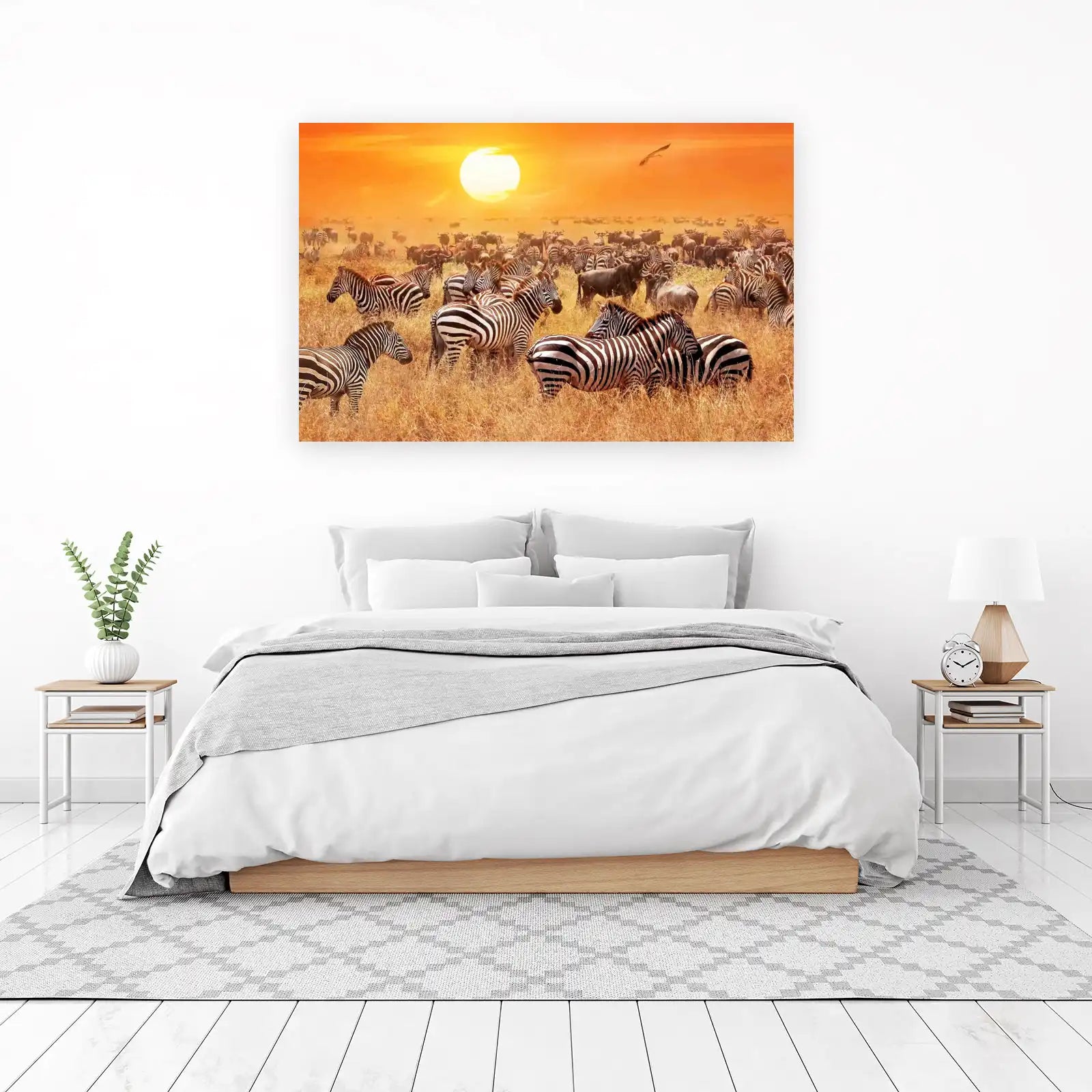 Majestic Zebra Herd Sunset African Safari Wall Art
