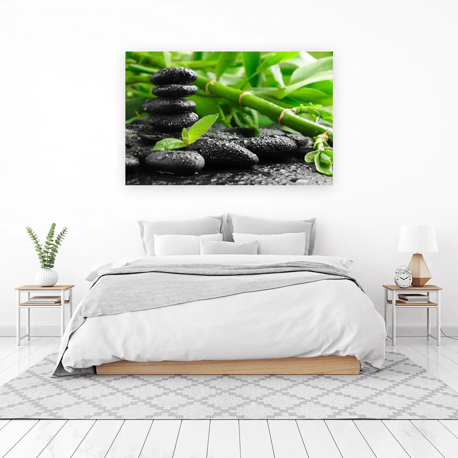 Zen Harmony Stacked Stones & Bamboo Wall Art