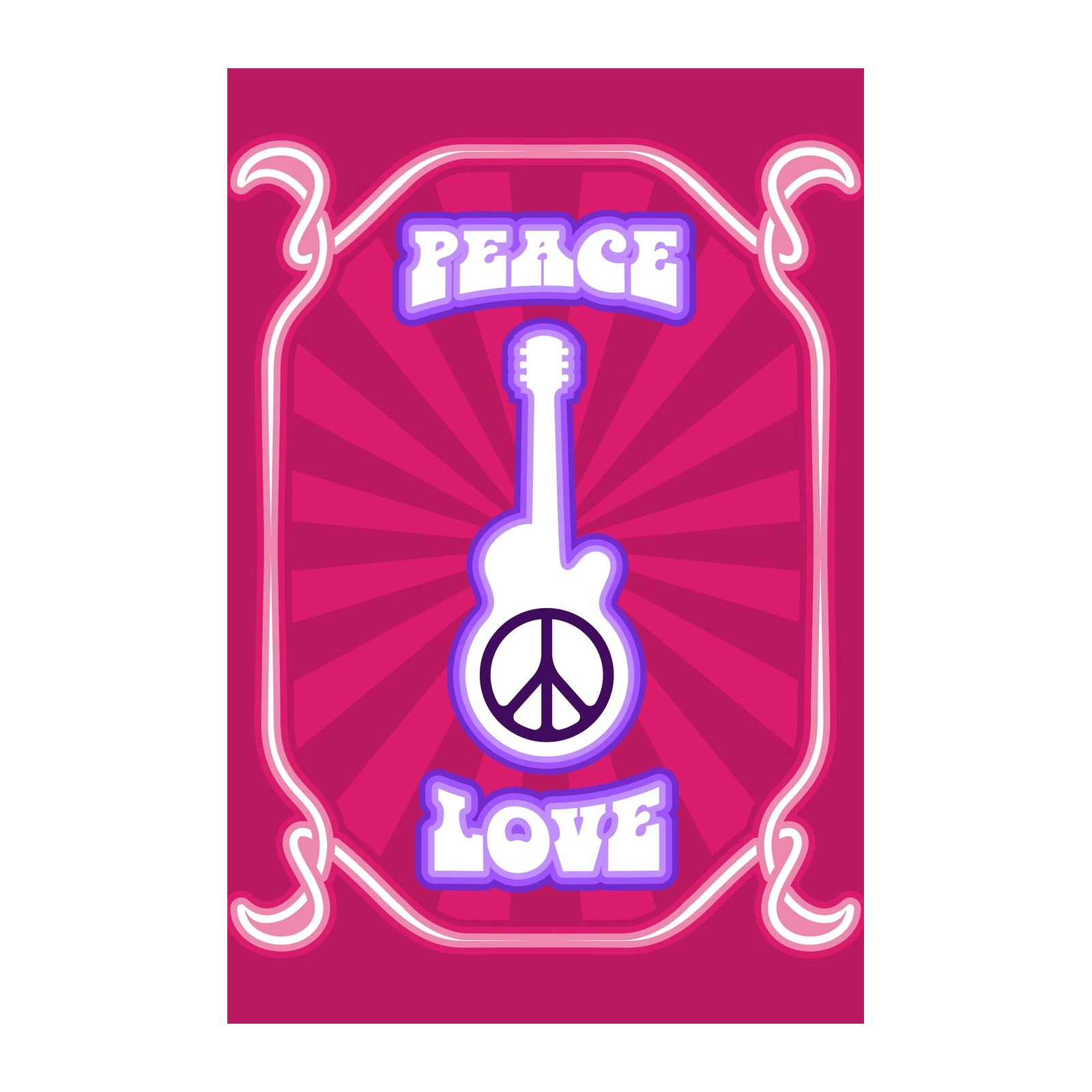 Psychedelic Peace & Love Guitar Wall Art
