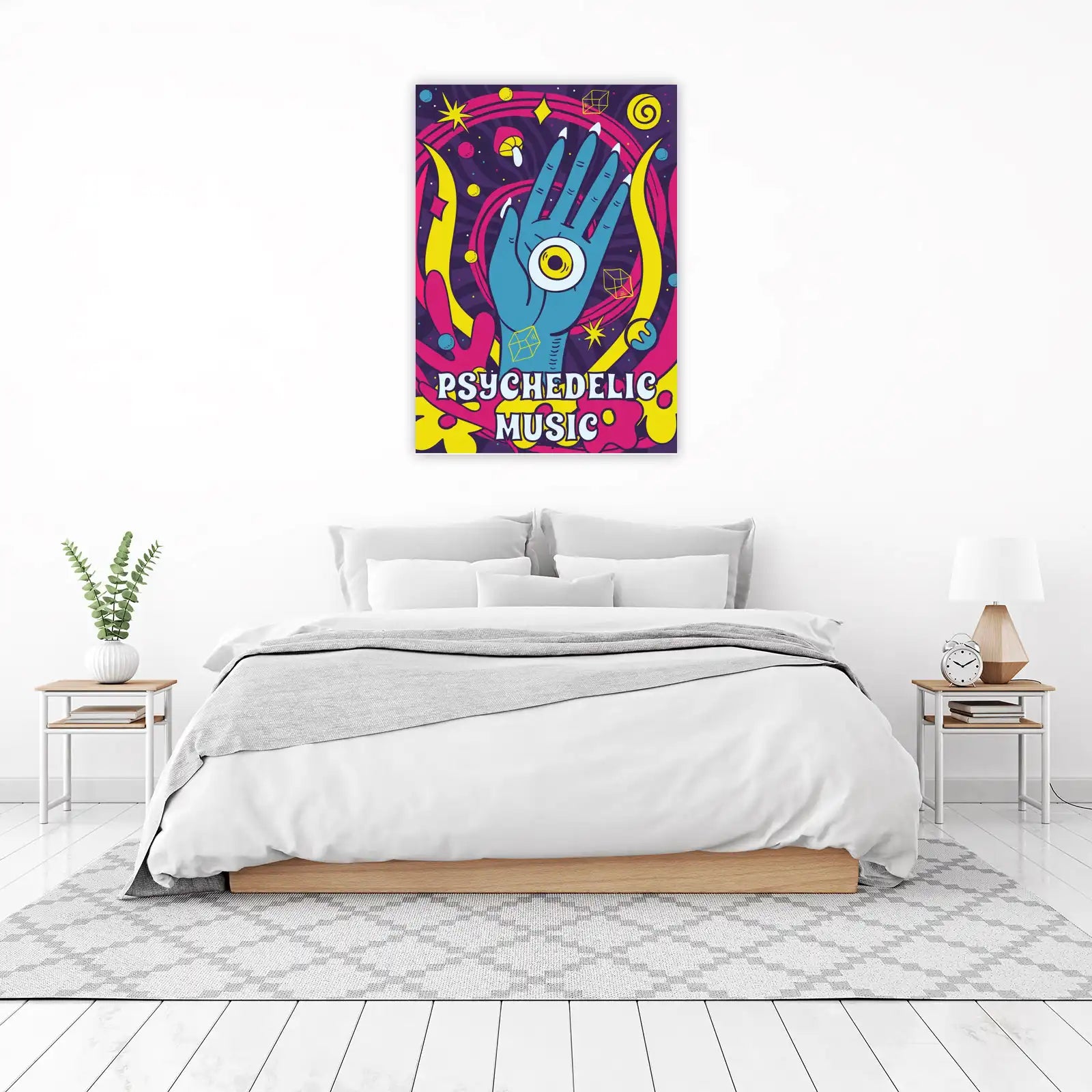 Vibrant Psychedelic Music Hand Wall Art