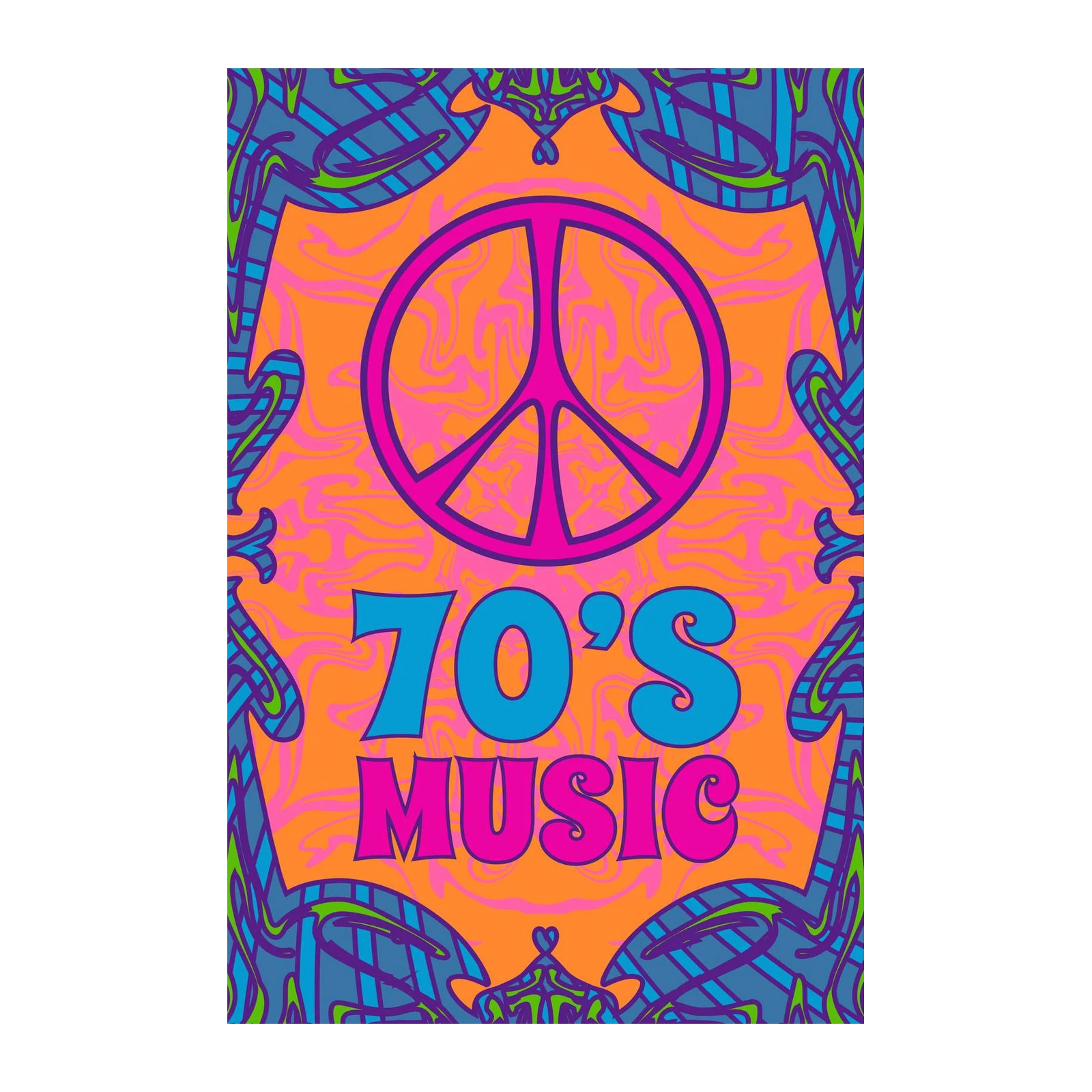 Retro 70s Peace & Music Wall Art