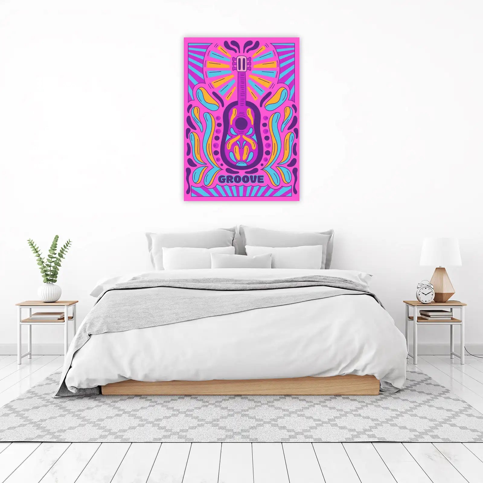Retro Guitar Groove Psychedelic Wall Art