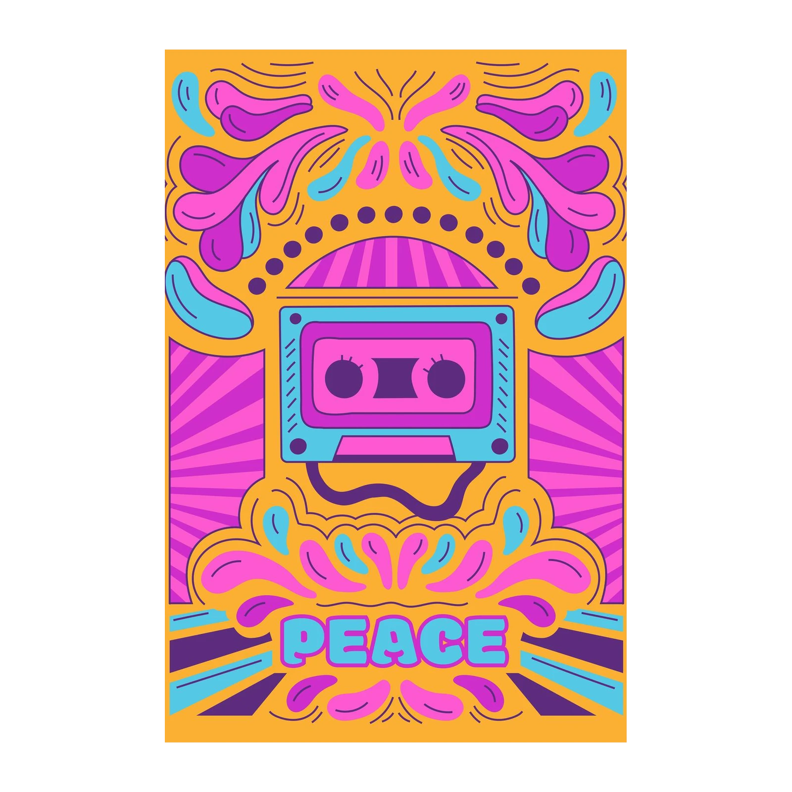 Retro Peace Cassette Wall Art