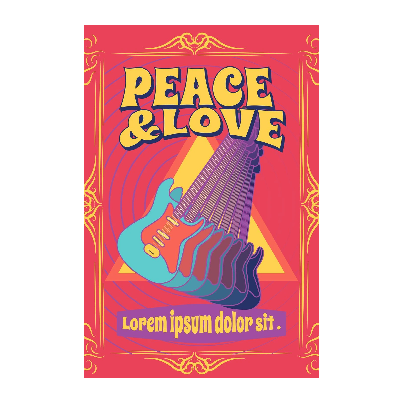 Psychedelic Guitar Peace & Love Wall Art