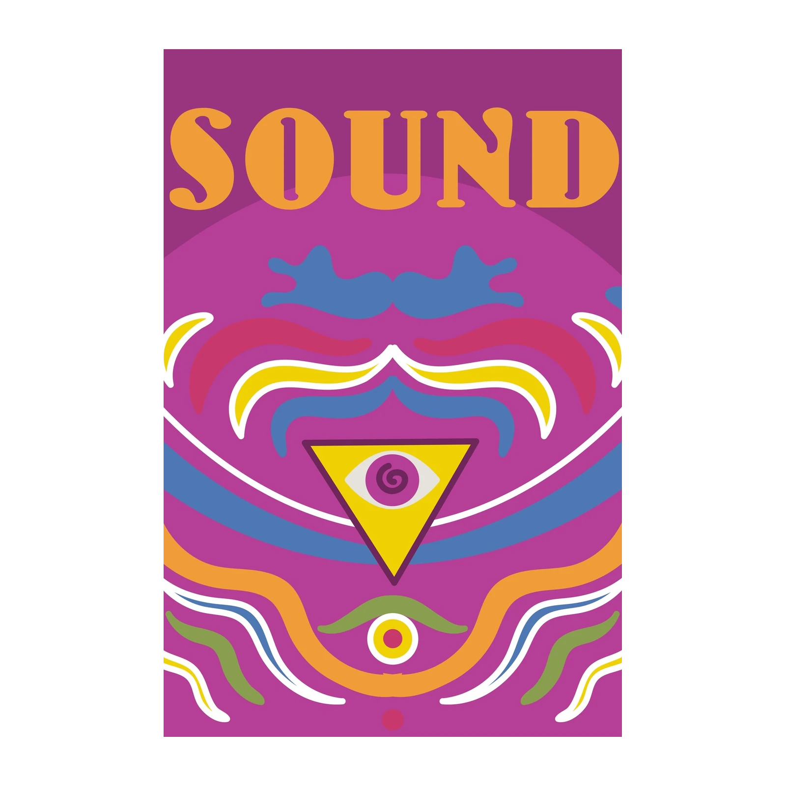 Vibrant Psychedelic "SOUND" Wall Art