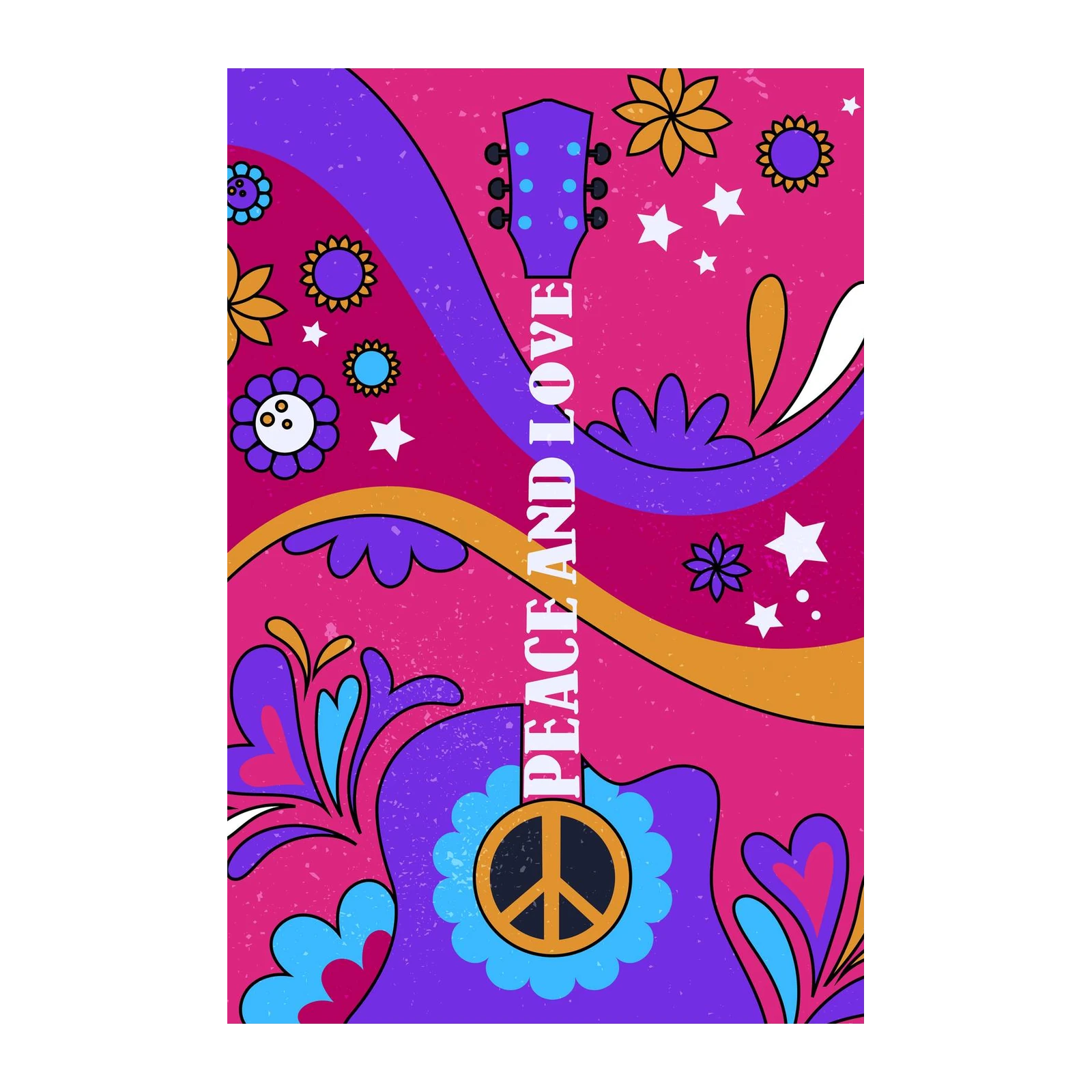 Psychedelic Peace Guitar Wall Art
