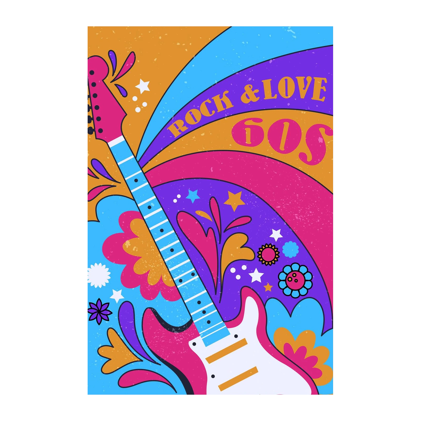 Retro 60s Rock Guitar Wall Art Wall Art
