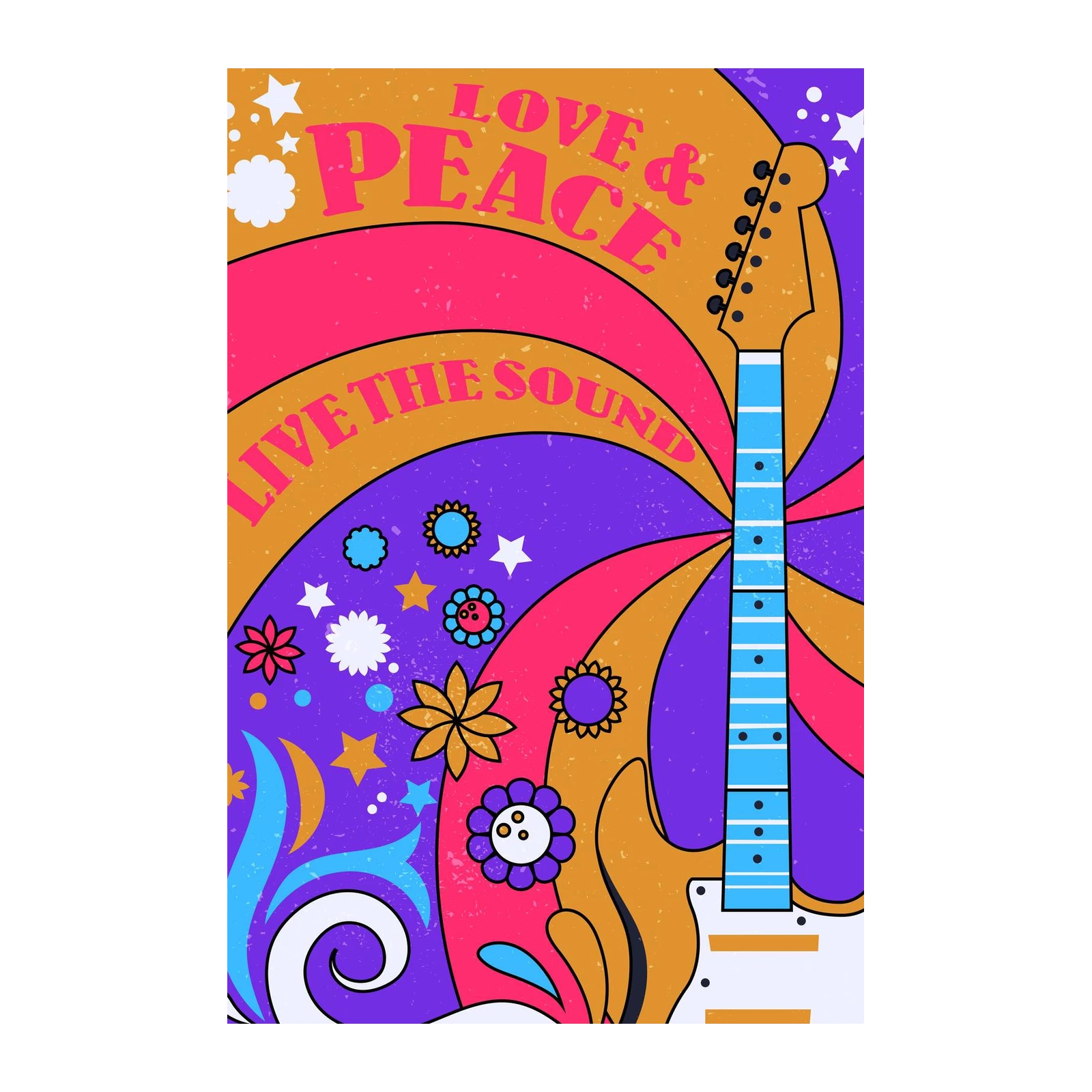 Psychedelic Guitar Love & Peace Wall Art