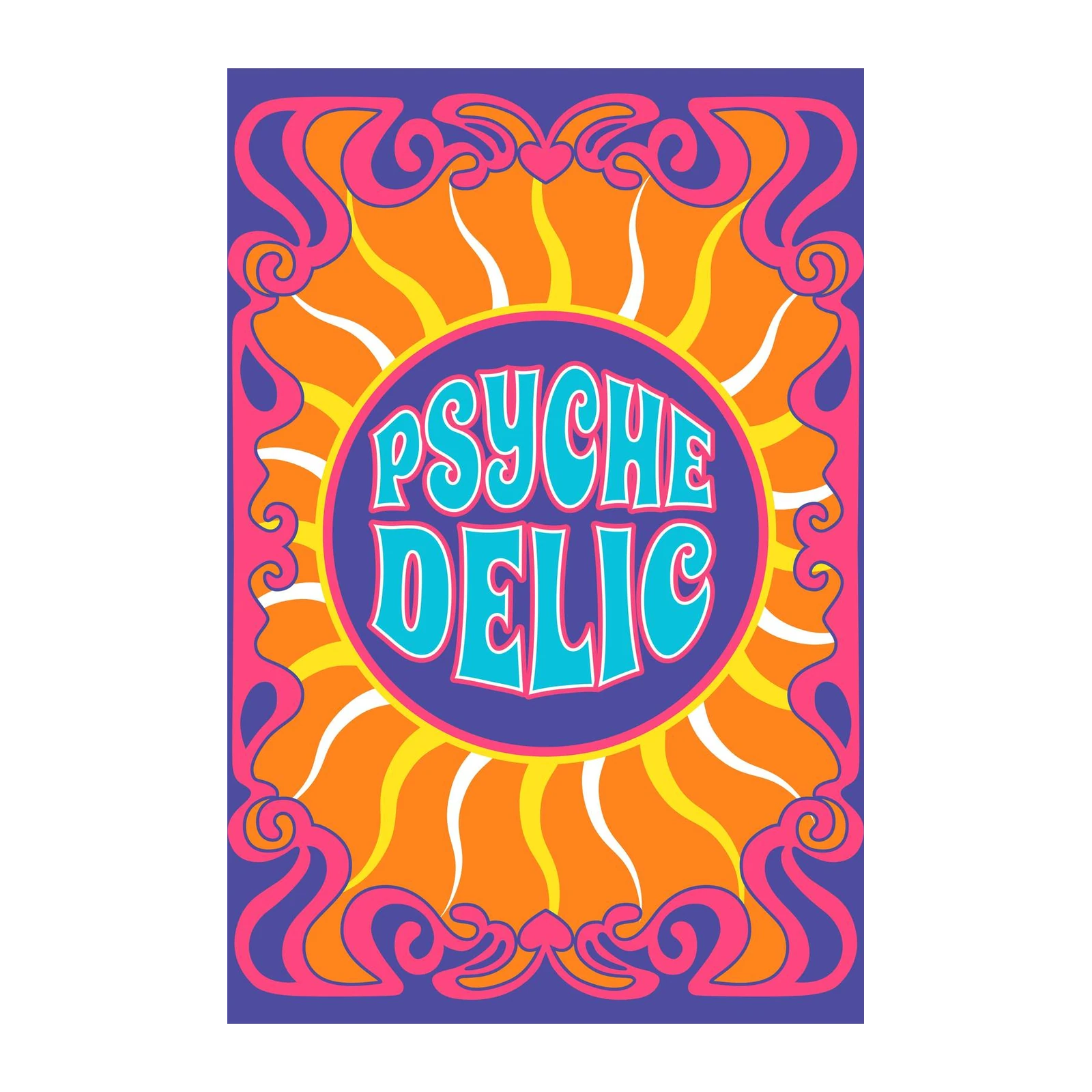 Retro Psychedelic Sunburst Wall Art