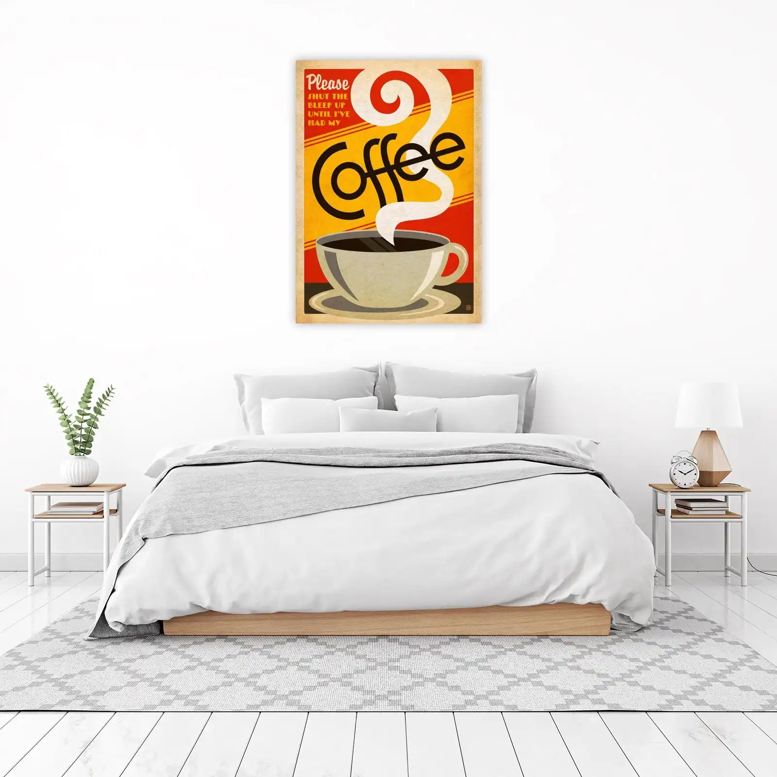 Funny Coffee Lover "Shut The Bleep Up" Wall Art
