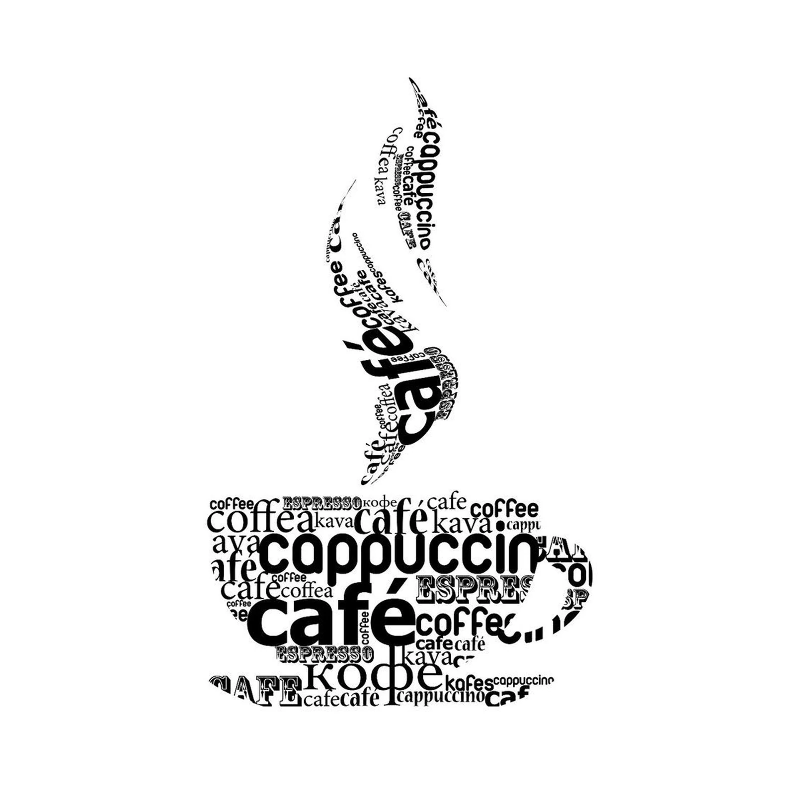 Stylish Coffee Cup Word Art Wall Art