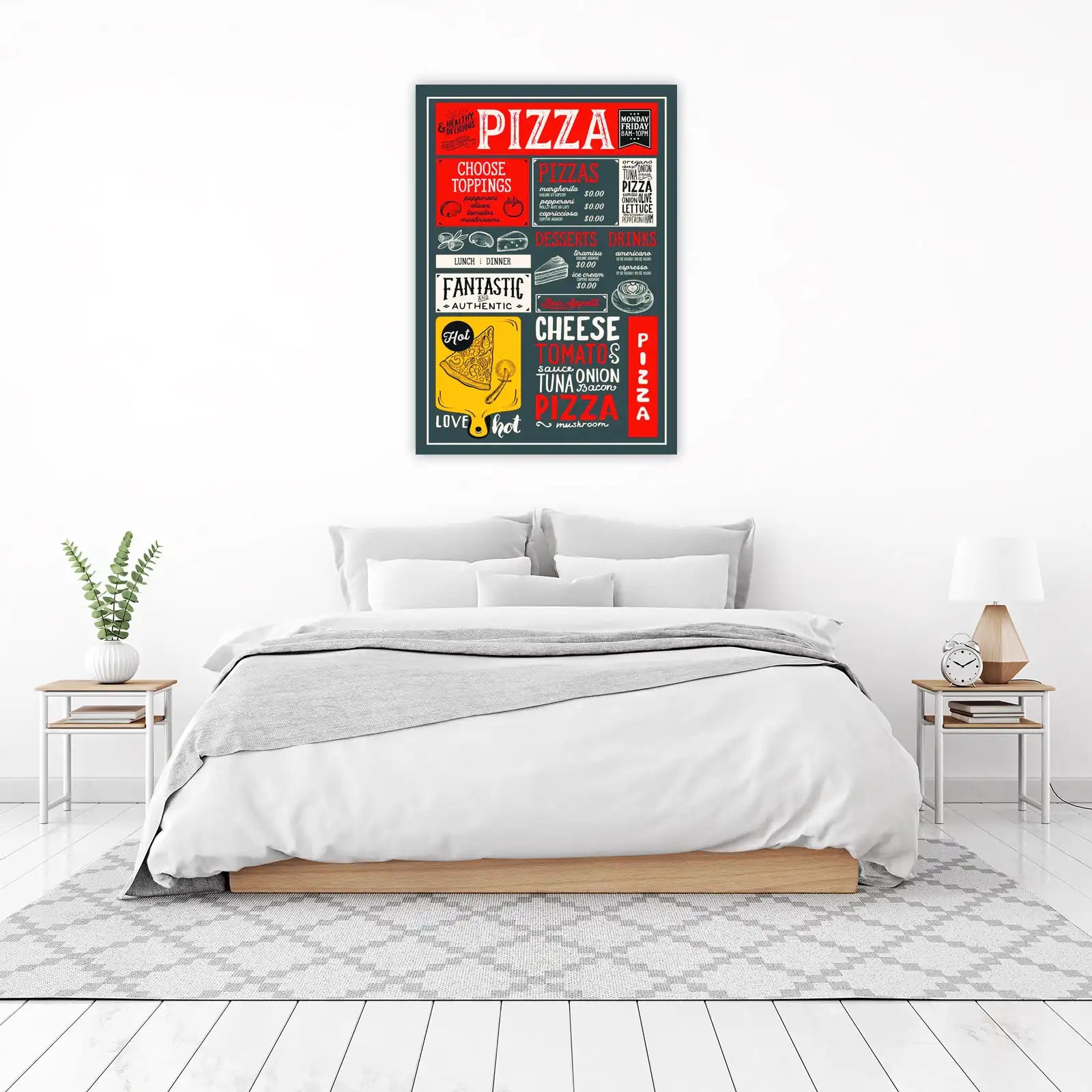 Vintage Pizza Menu Art Wall Art