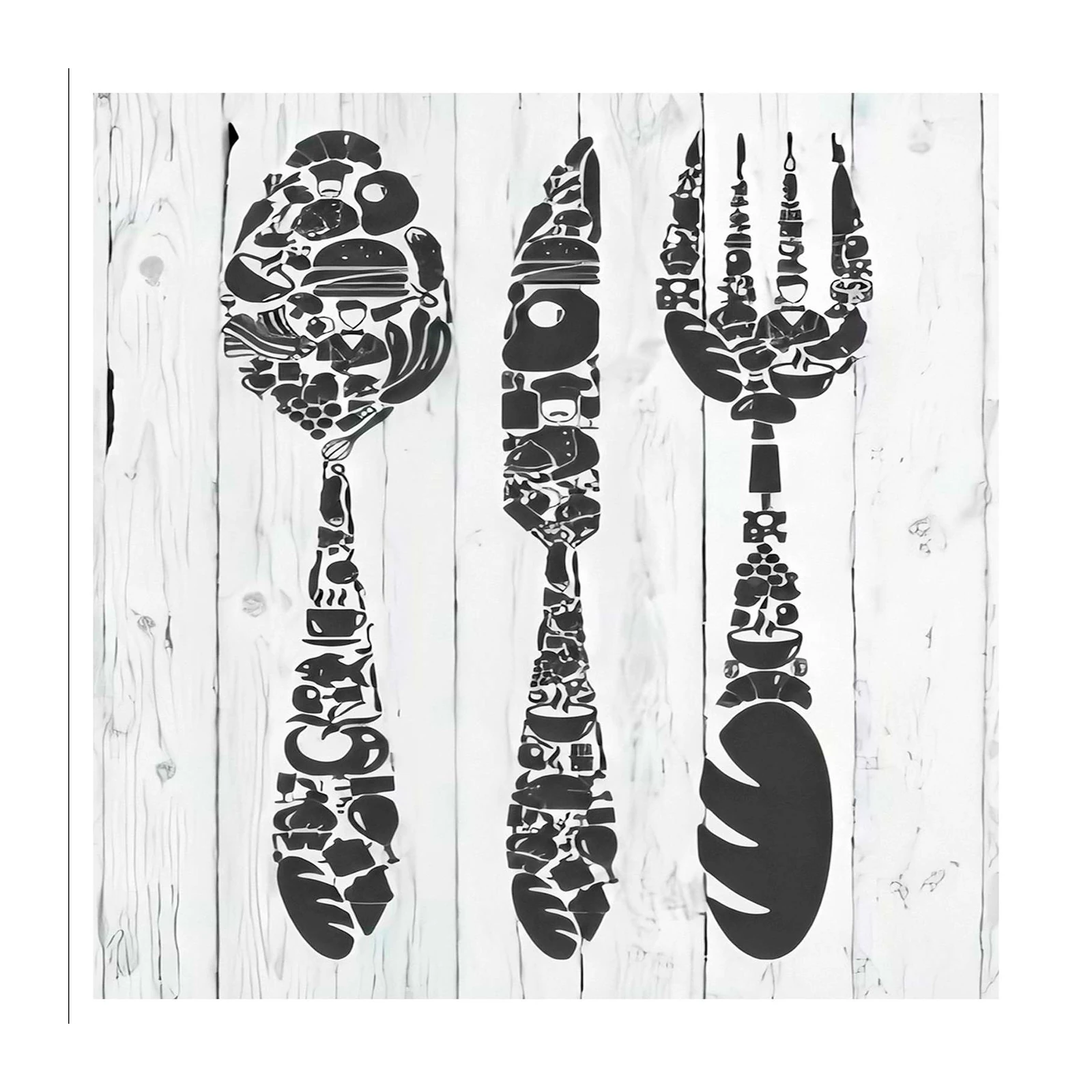 Whimsical Foodie Spoon Fork Knife Wall Art