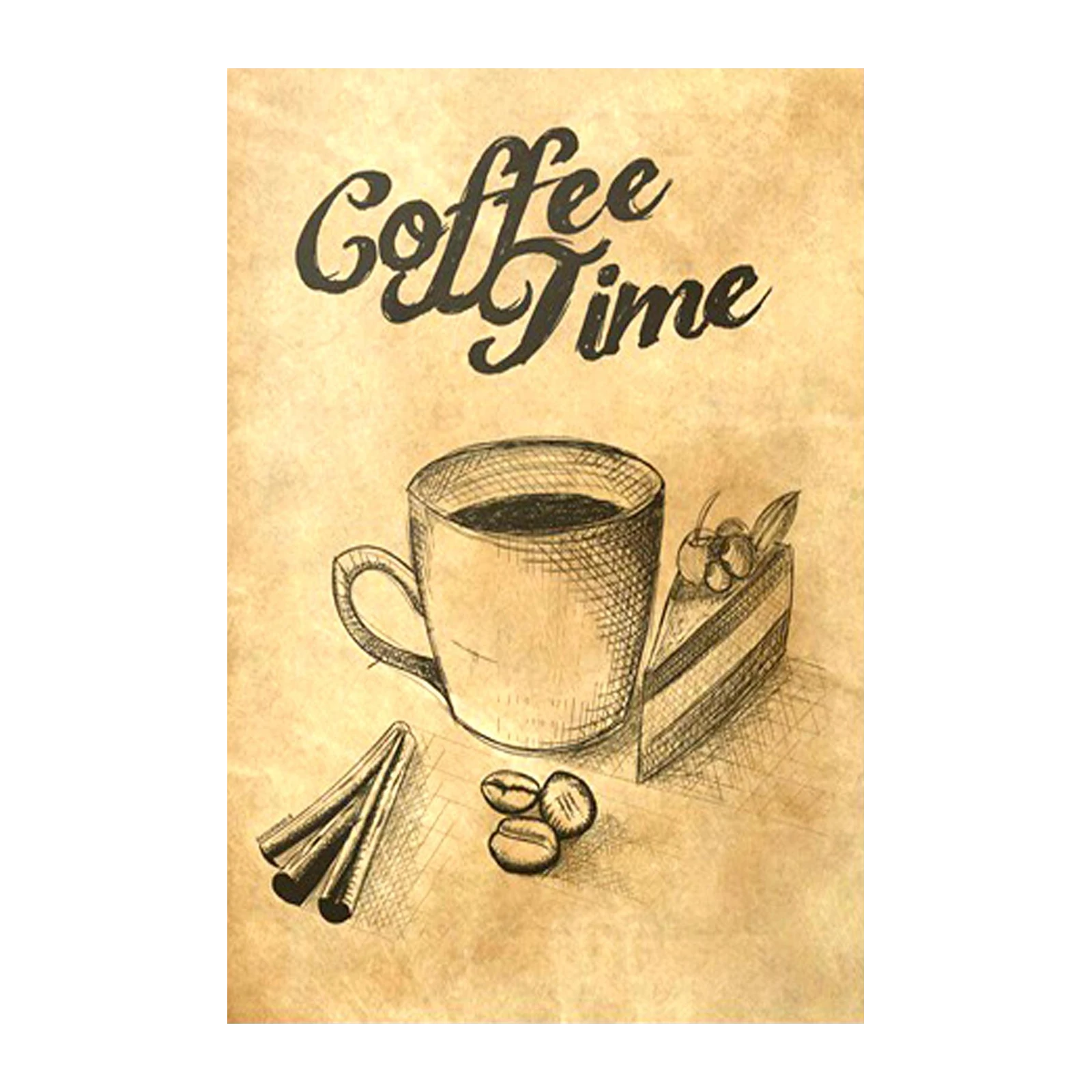 Rustic Coffee Time Sketch Wall Art