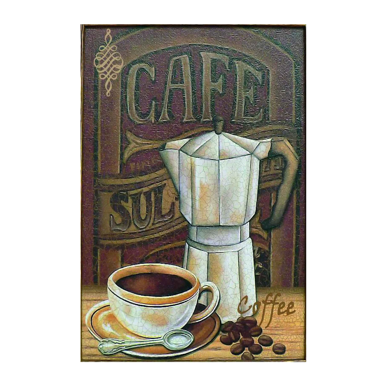 Vintage Cafe Coffee Moka Pot Wall Art