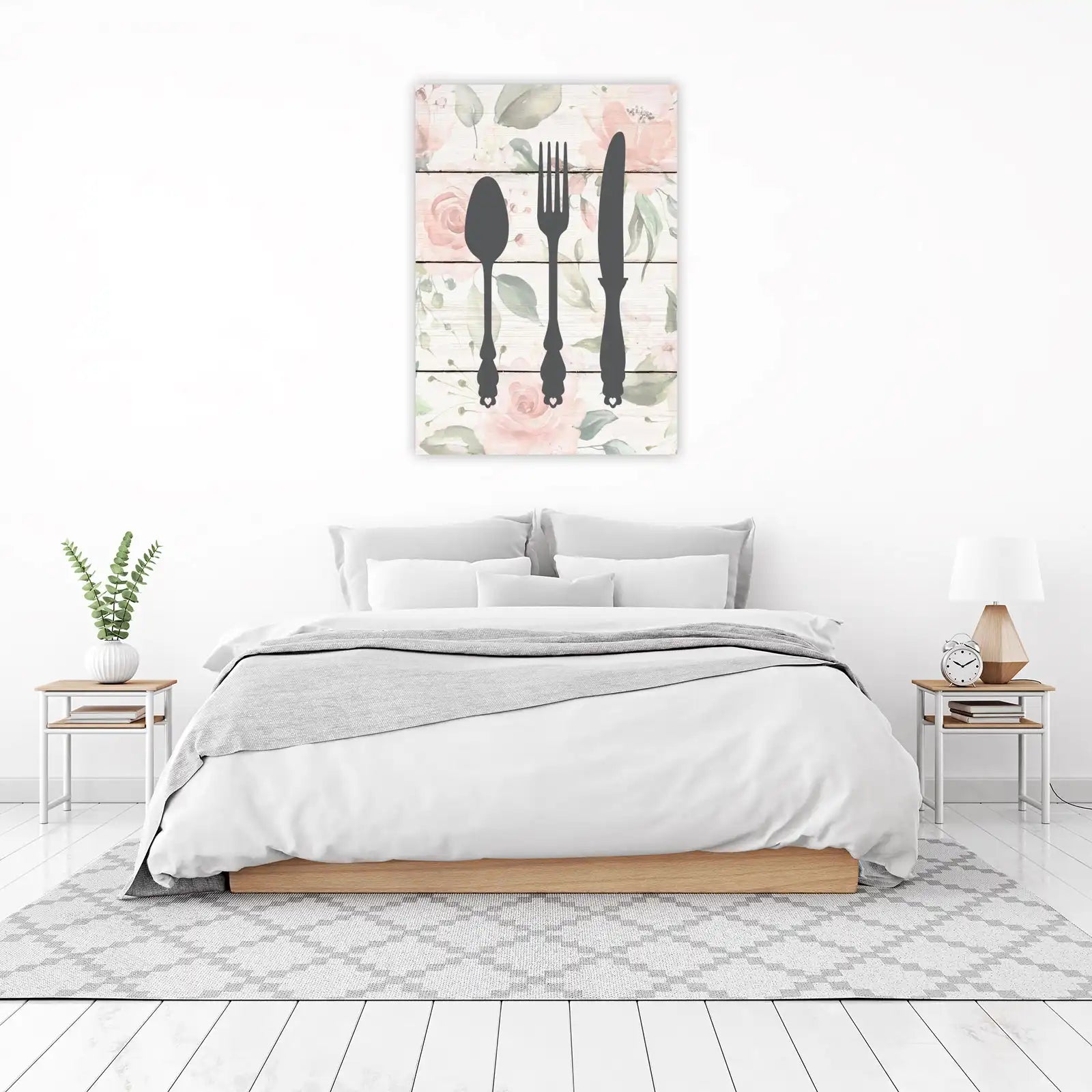 Shabby Chic Floral Cutlery Wall Art