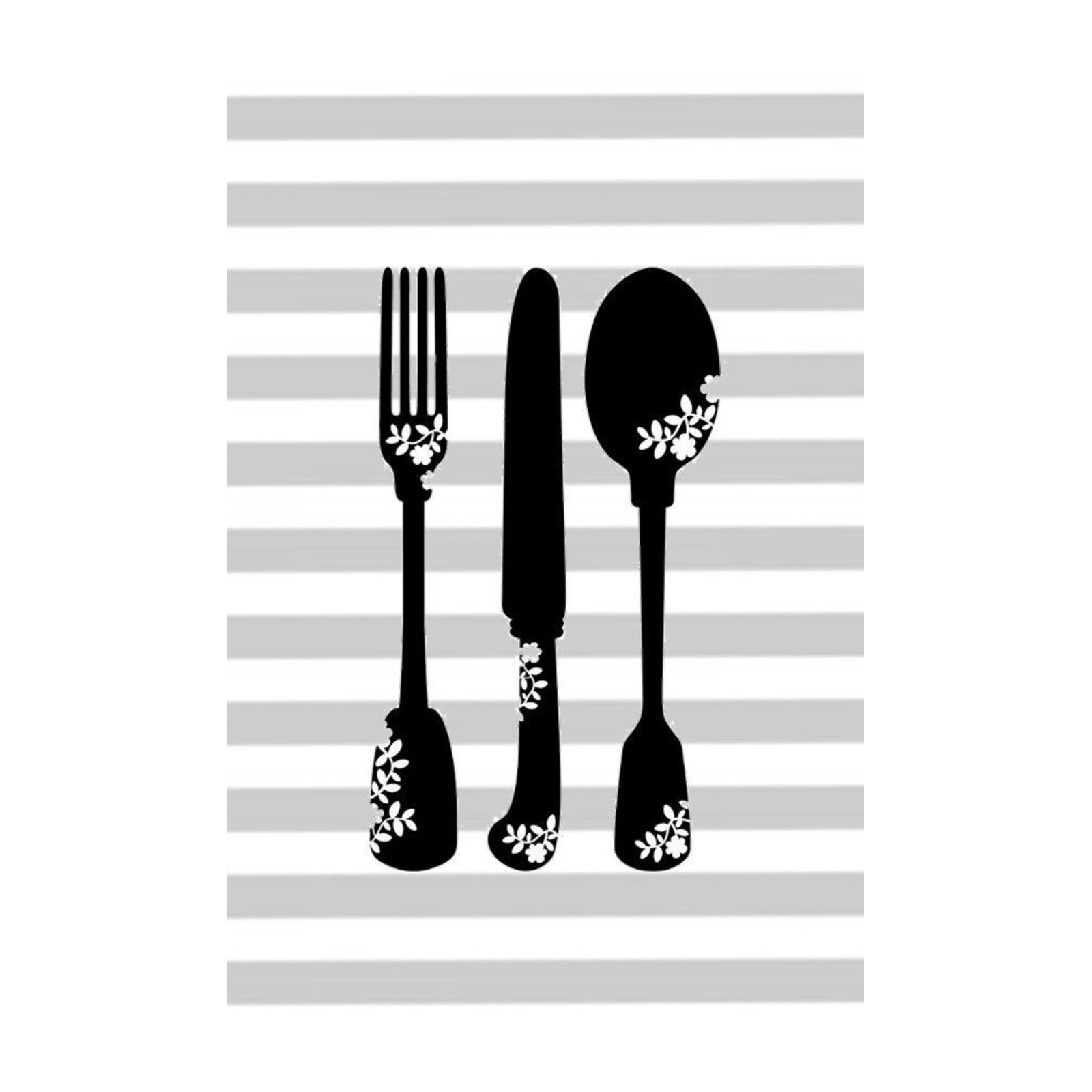 Elegant Floral Cutlery Wall Art