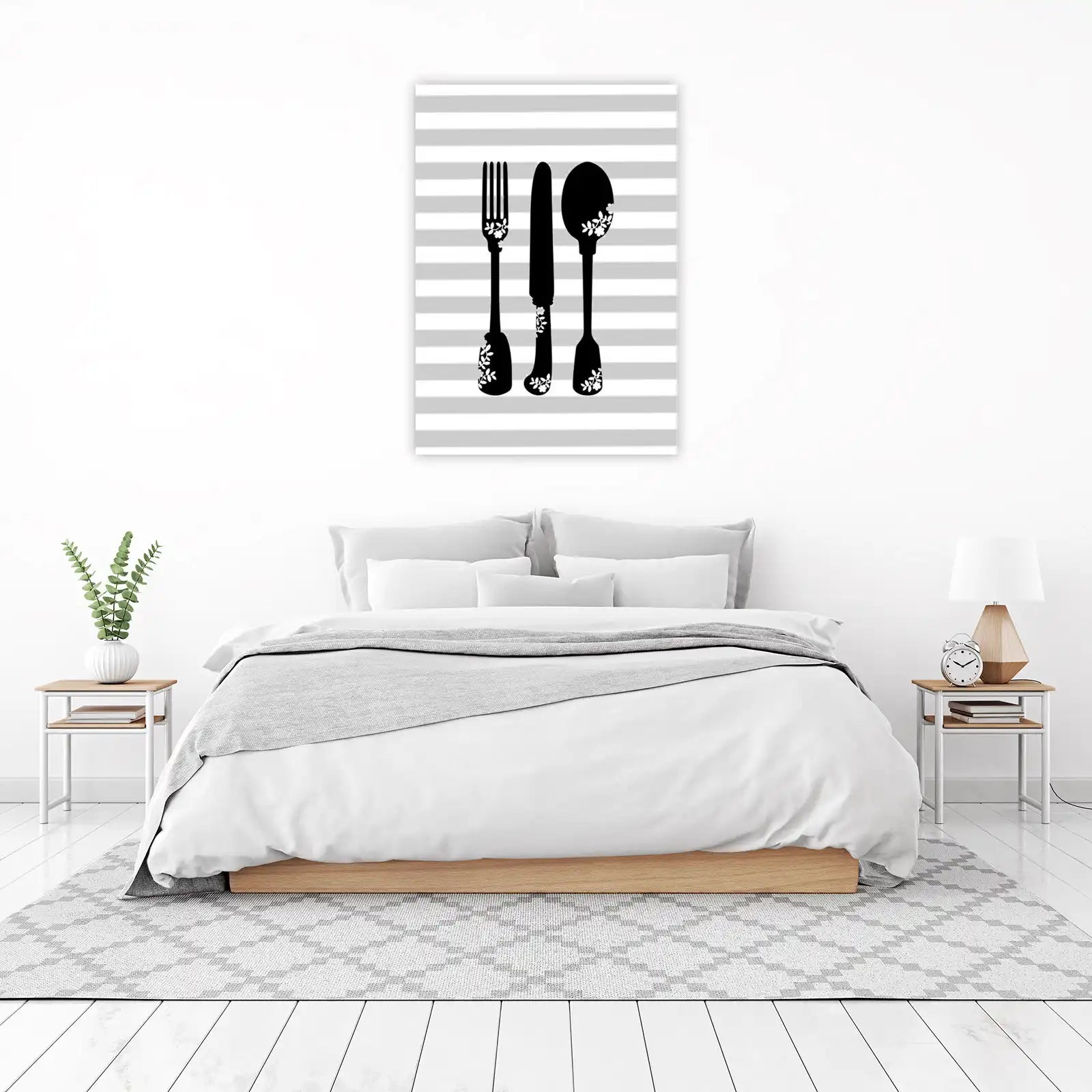 Elegant Floral Cutlery Wall Art