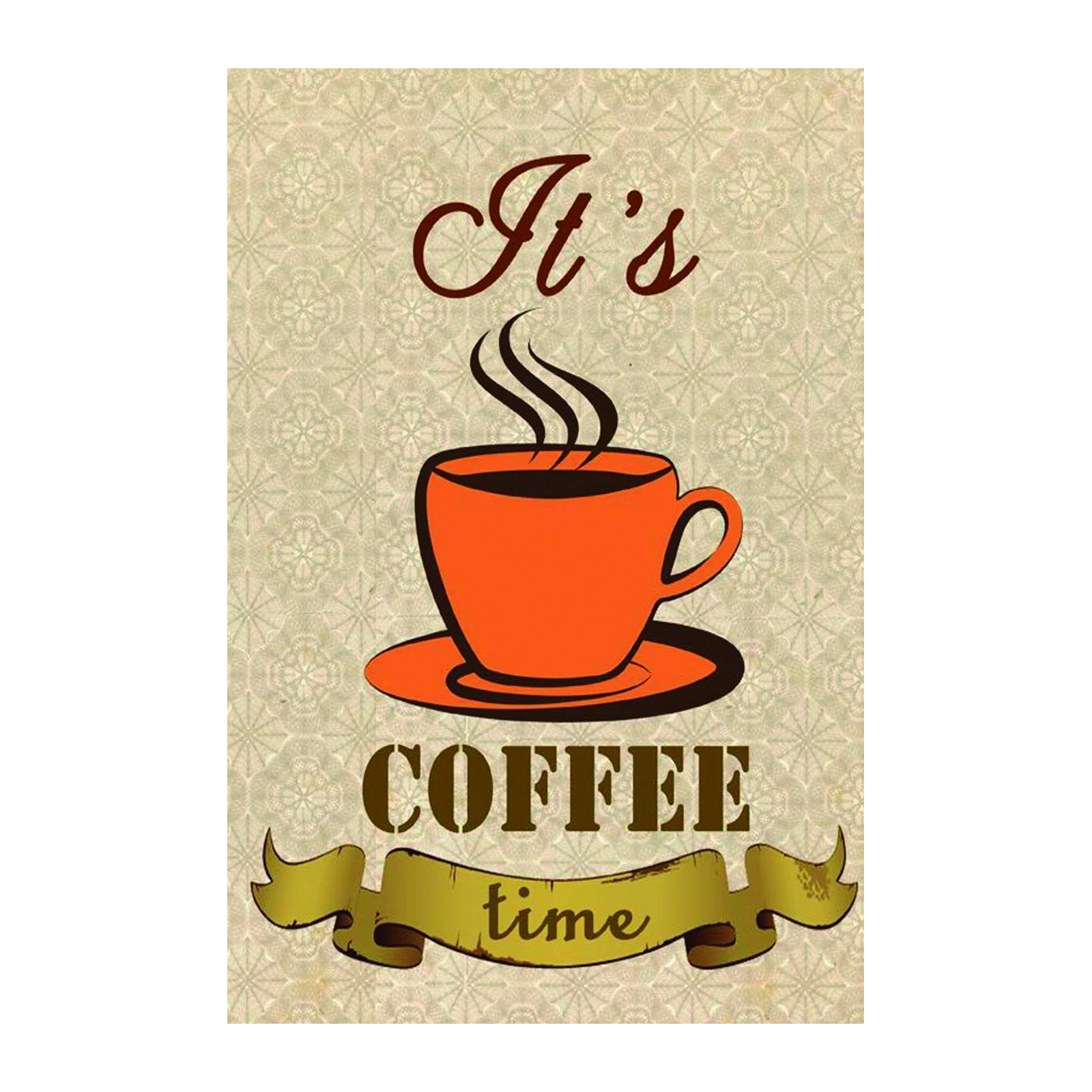 Retro Coffee Time Orange Cup Wall Art