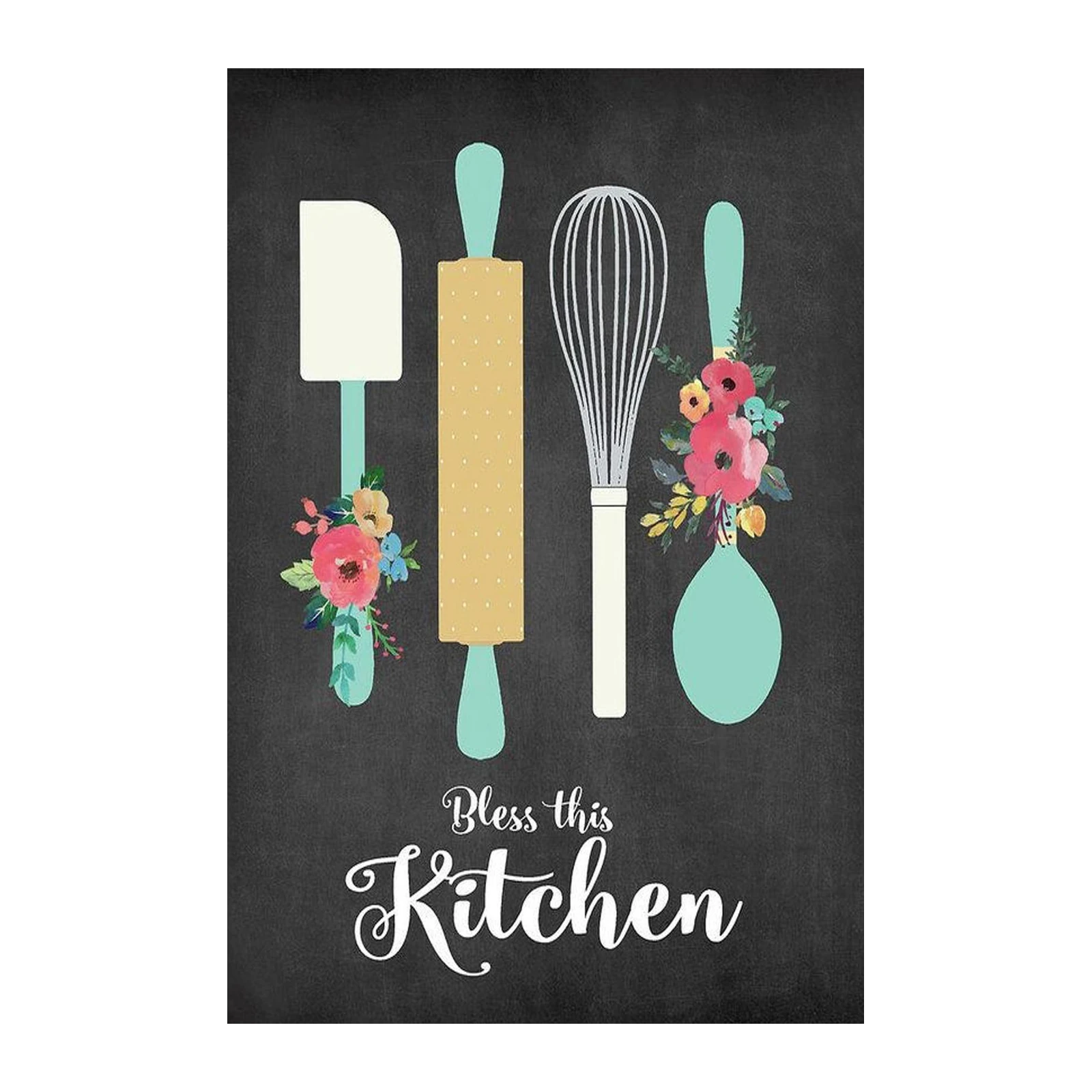 Charming Kitchen Utensils Floral Wall Art