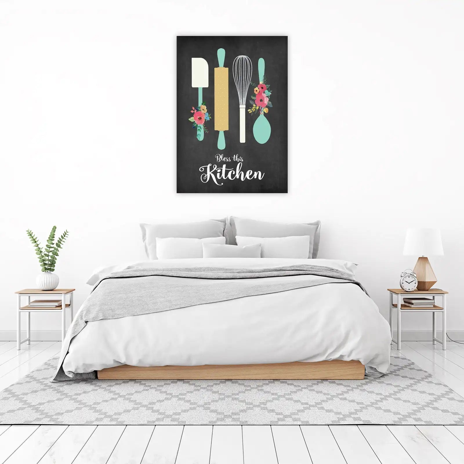 Charming Kitchen Utensils Floral Wall Art