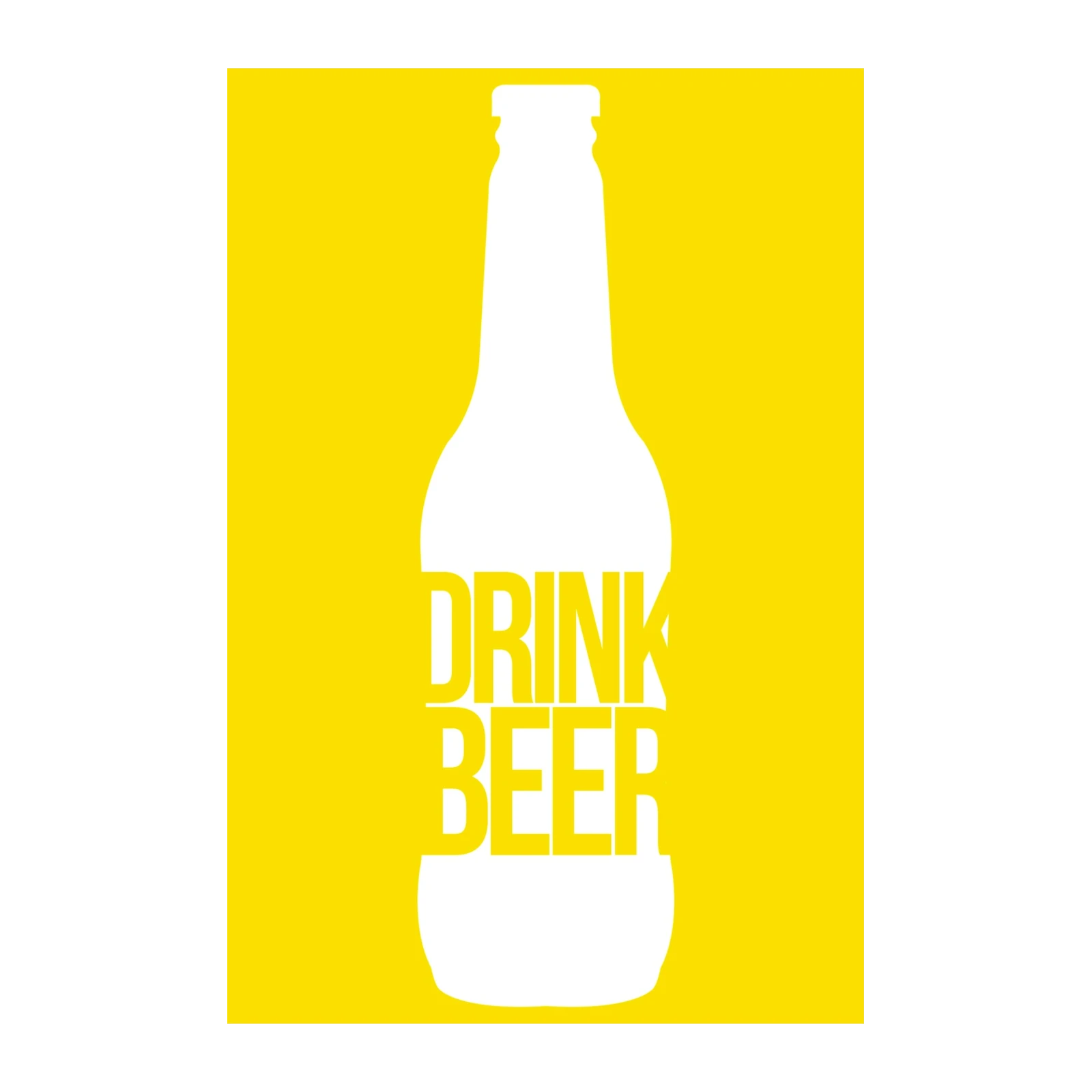 Bold Yellow "Drink Beer" Bottle Wall Art