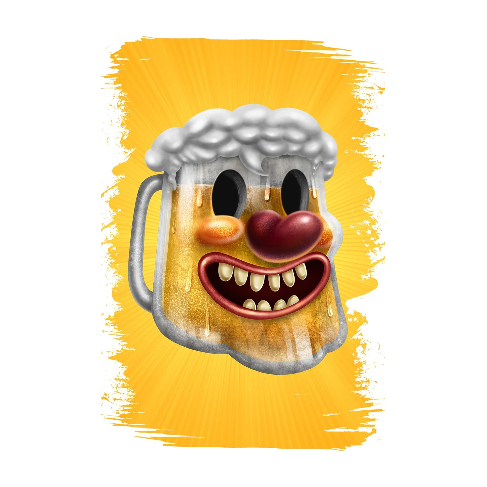 Happy Beer Mug Retro Cartoon Wall Art