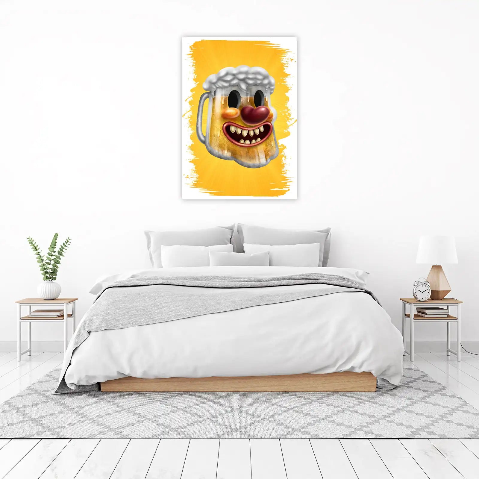 Happy Beer Mug Retro Cartoon Wall Art