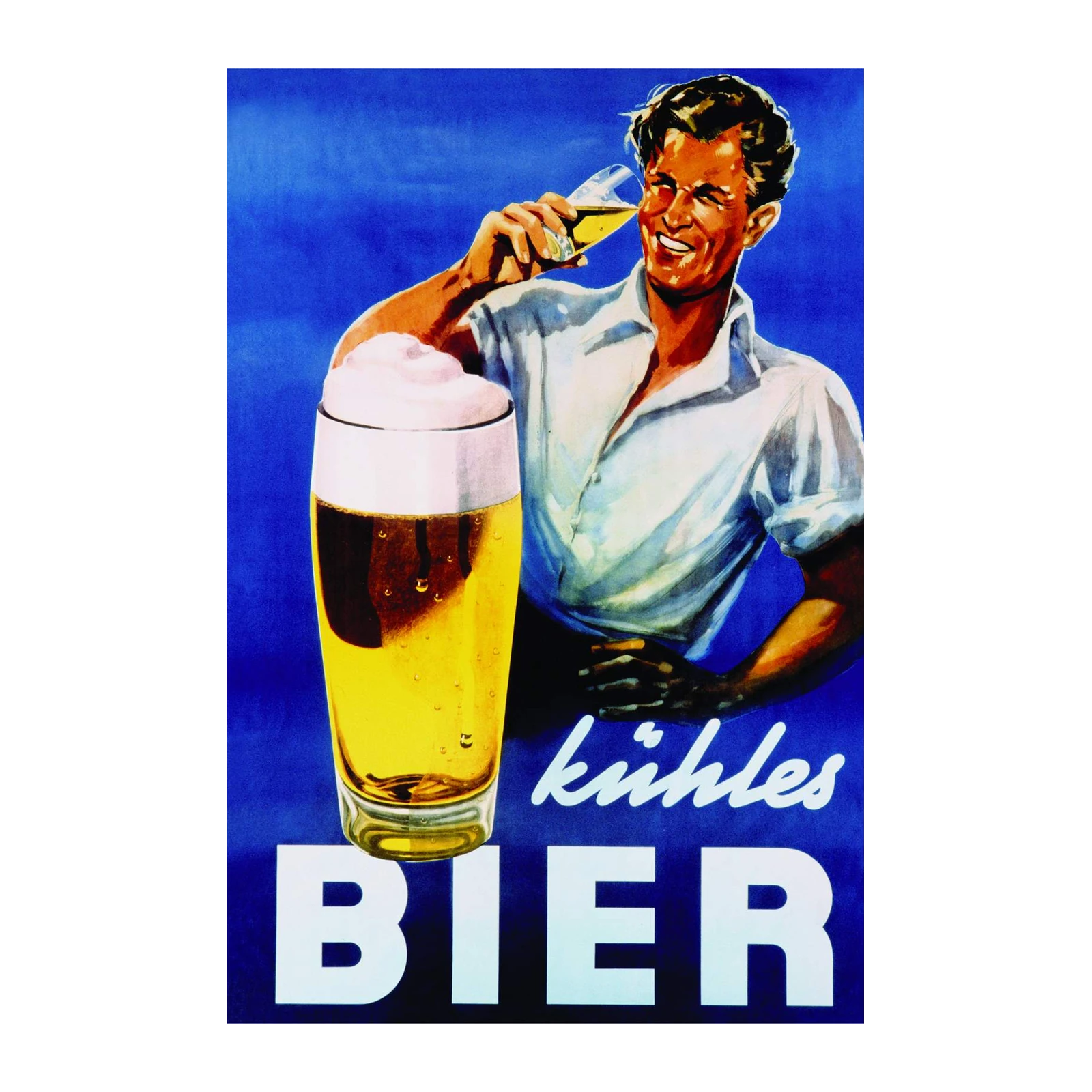 Retro Beer Ad 'Kühles Bier' Wall Art