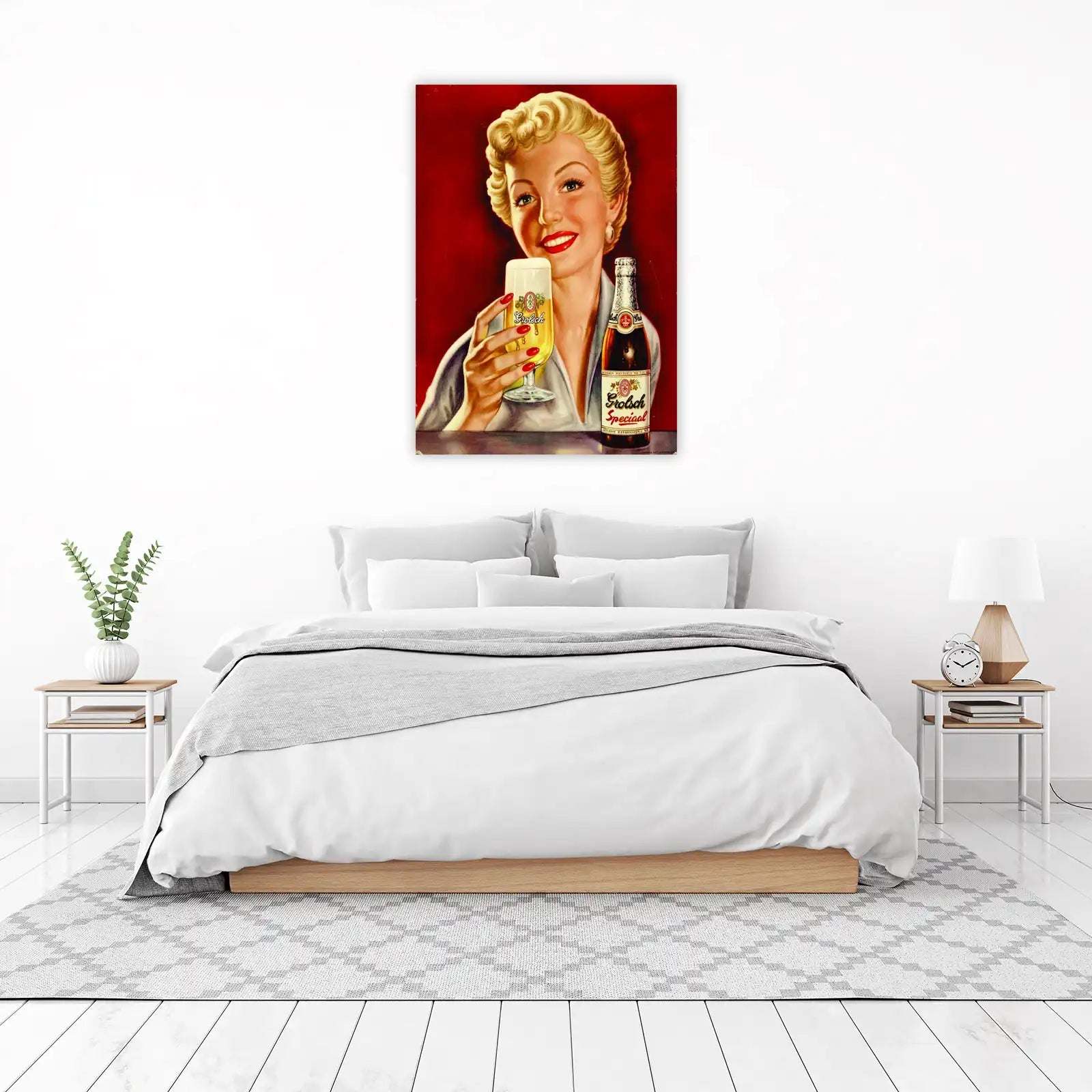 Retro Grolsch Beer Blonde Woman Wall Art