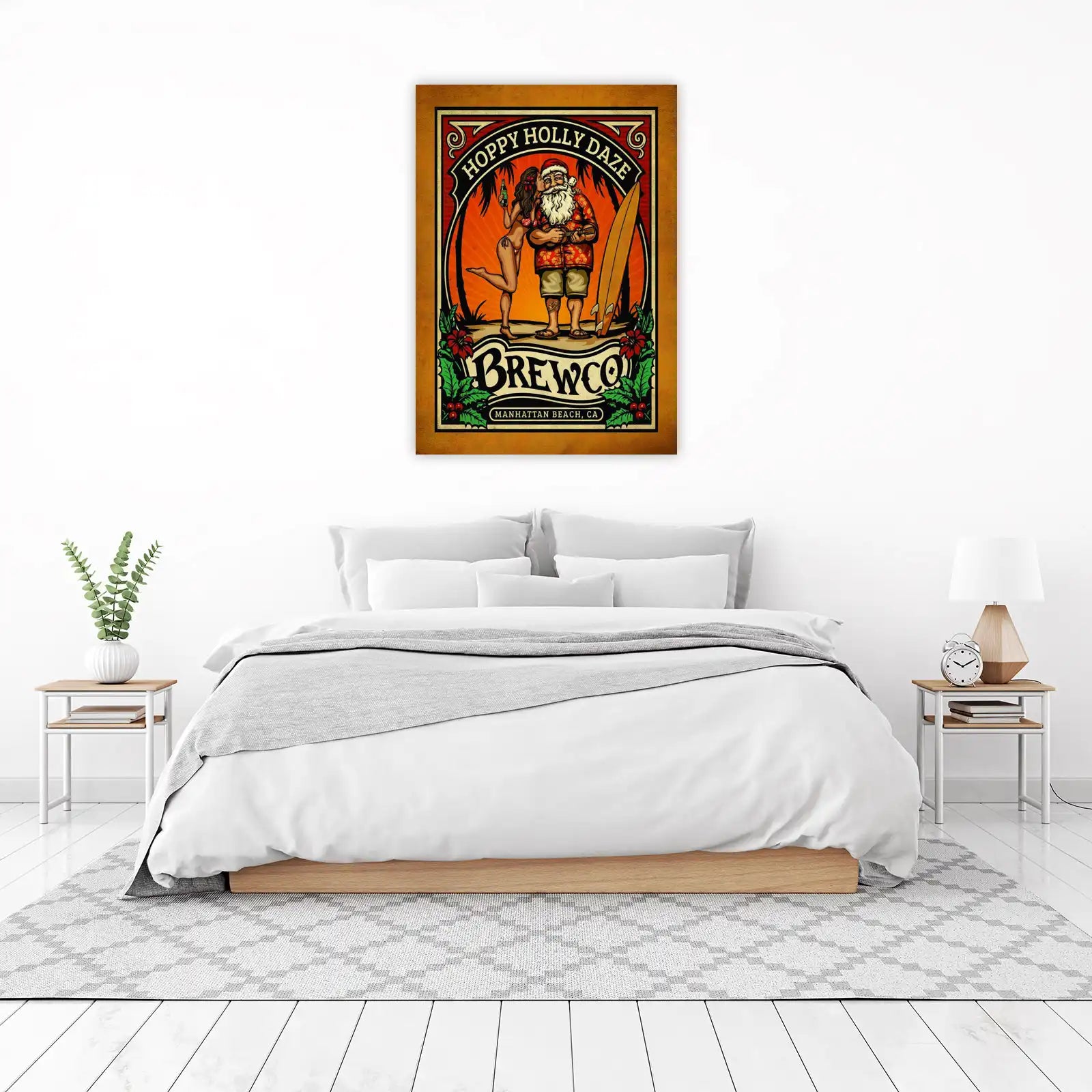 Hoppy Holly Daze Santa Surf Vintage Wall Art