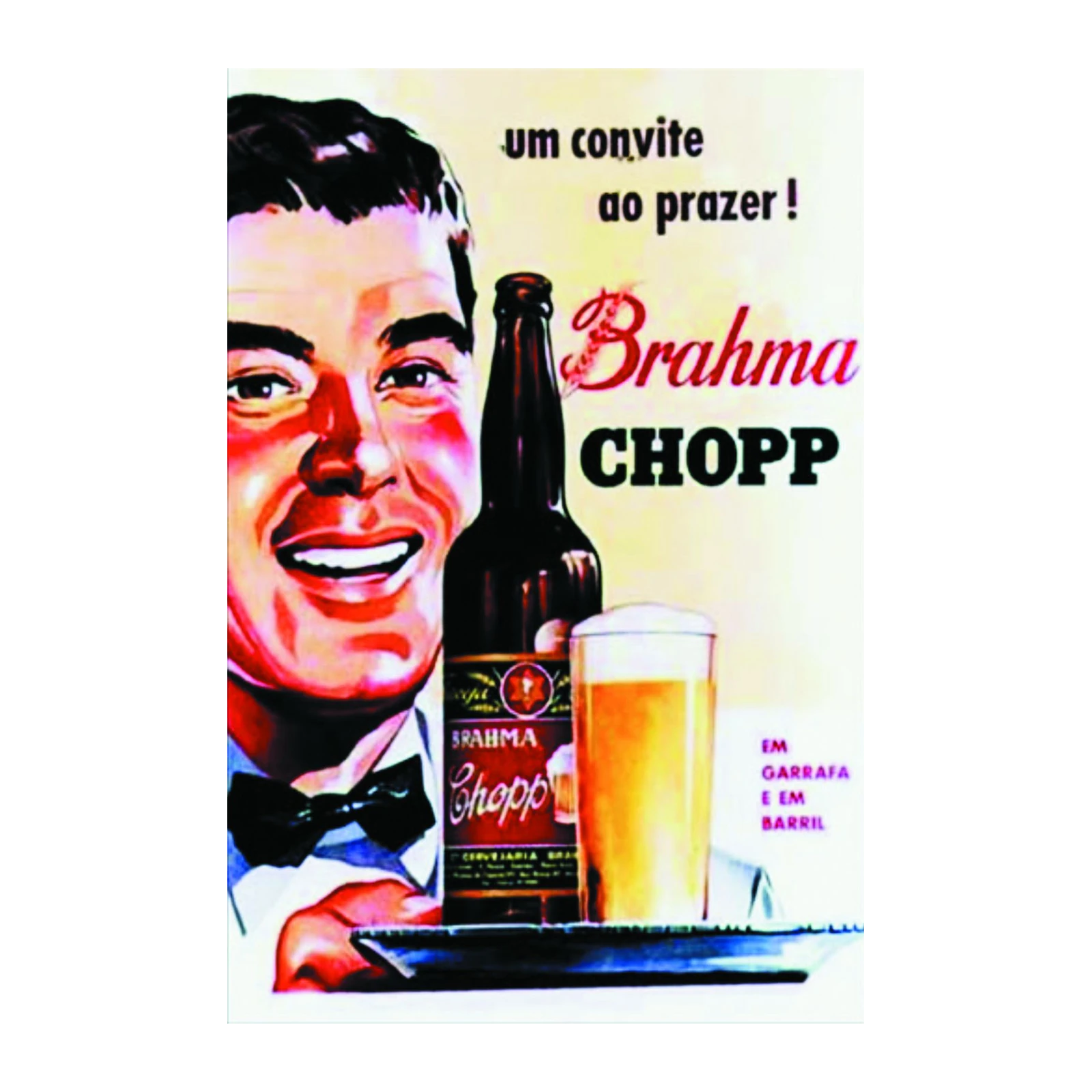 Vintage Brahma Chopp Man & Beer Wall Art