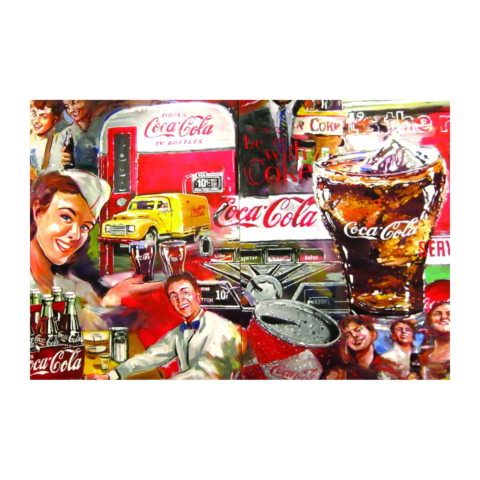 Retro Coca-Cola Diner Scene Wall Art