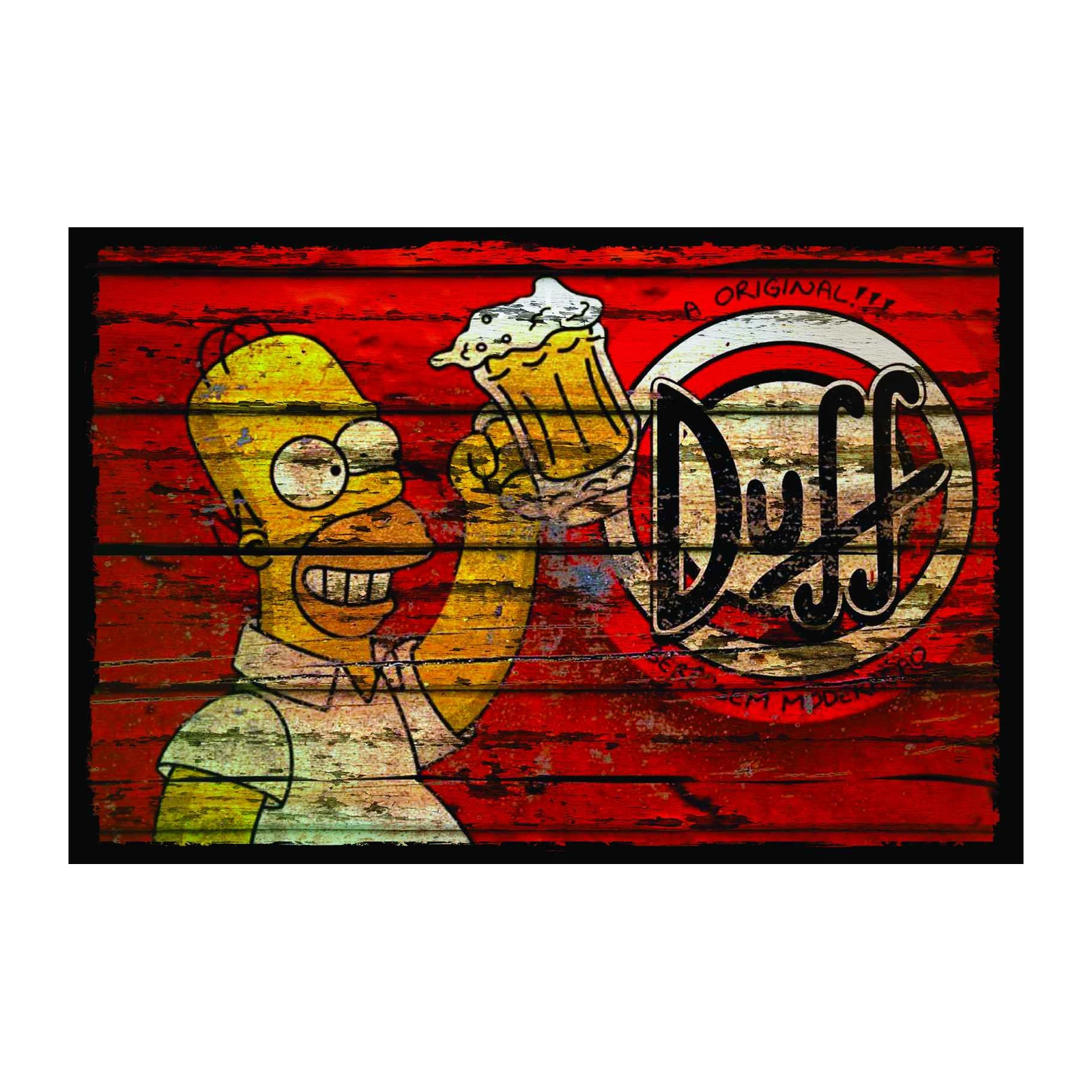 Homer Simpson Duff Beer Retro Wood Wall Art