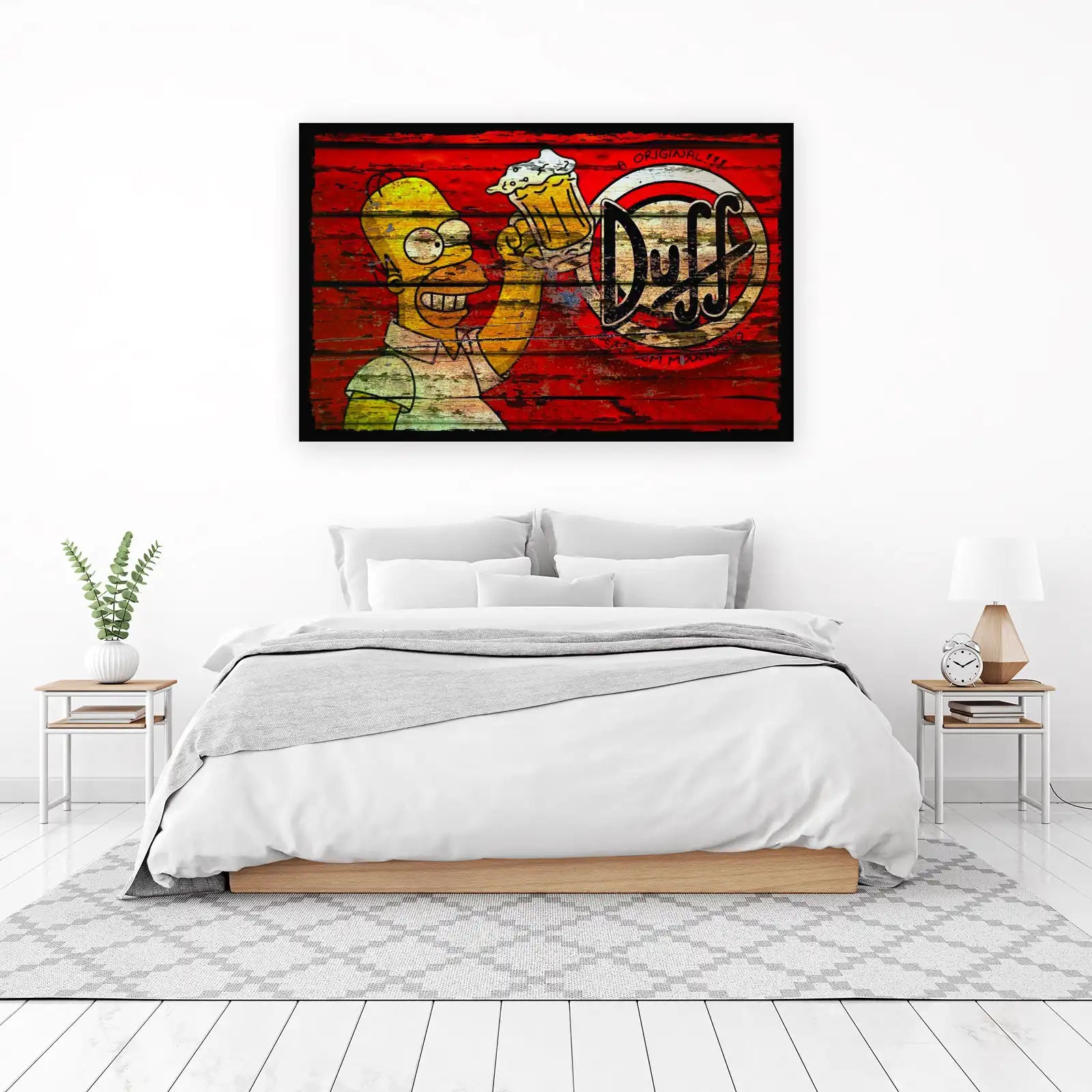 Homer Simpson Duff Beer Retro Wood Wall Art