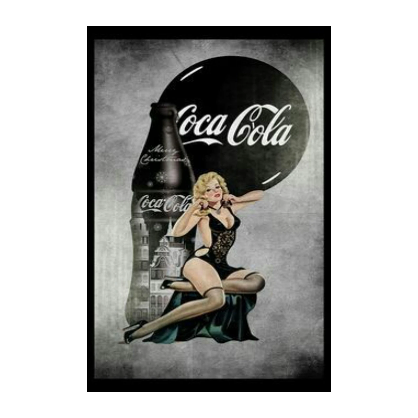 Vintage Pin-Up Coca Cola Christmas Wall Art