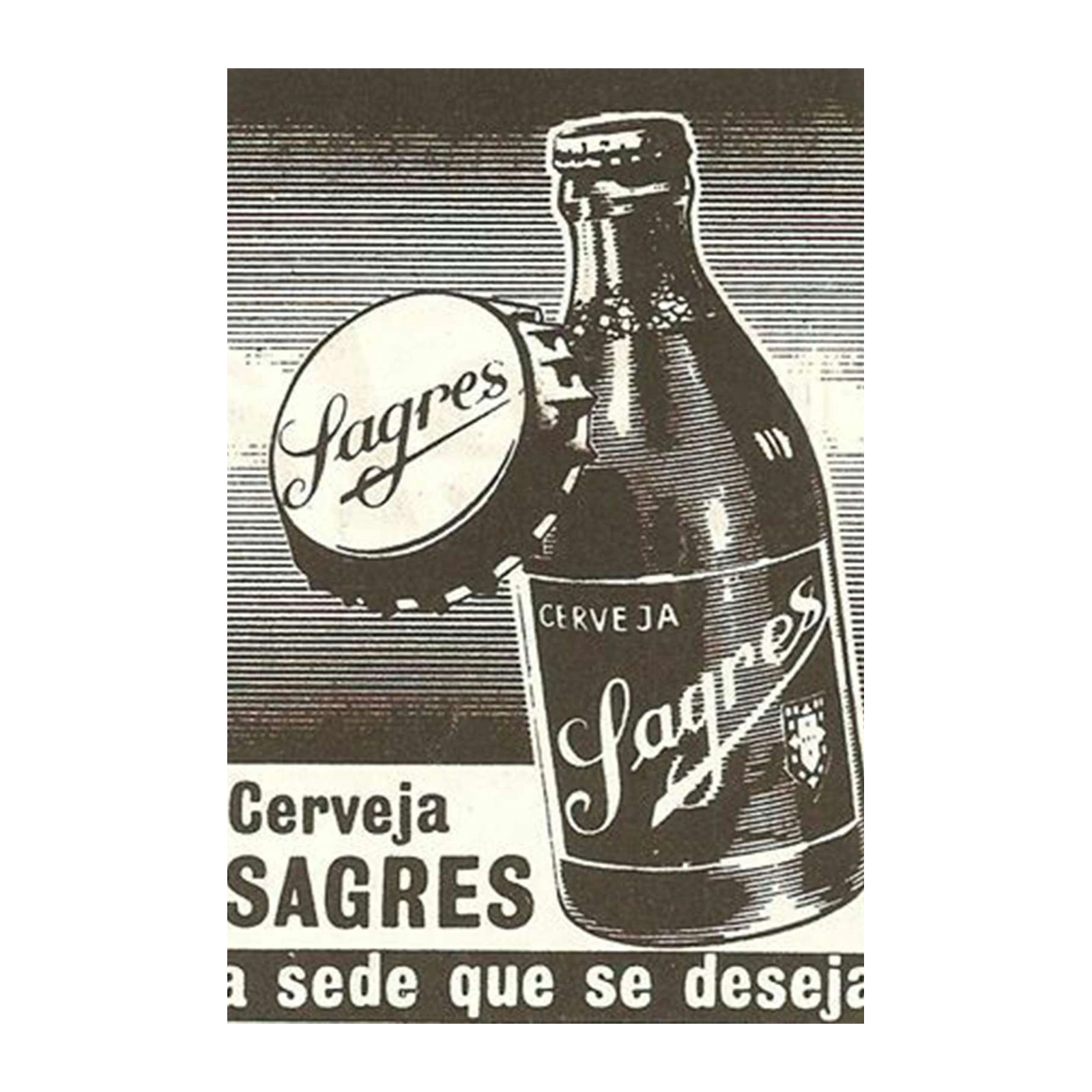 Vintage Sagres Beer Ad Retro Wall Art