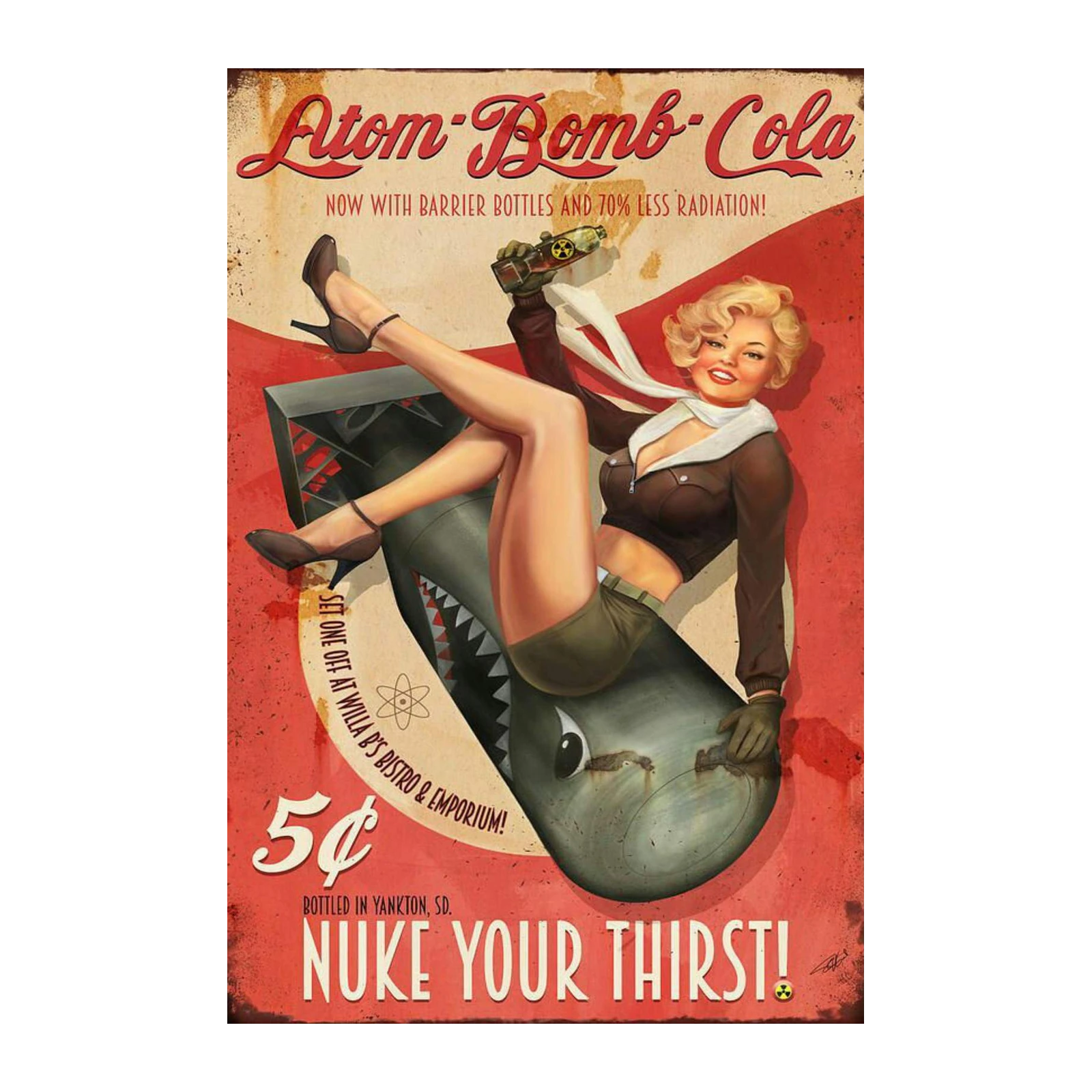 Retro Atomic Bomb Cola Pin-Up Wall Art