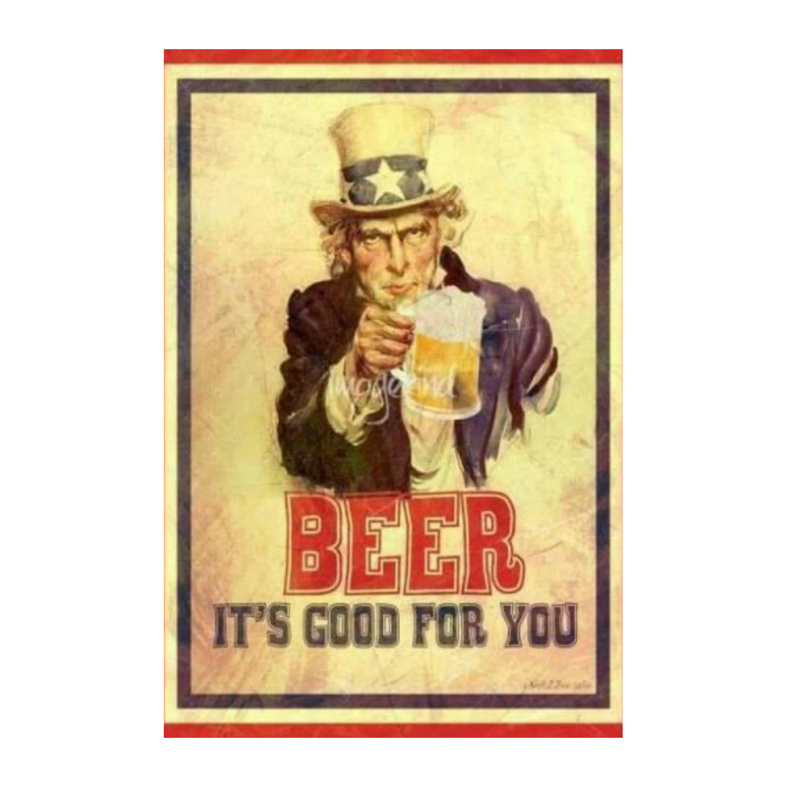 Vintage Uncle Sam Beer Advertisement Wall Art