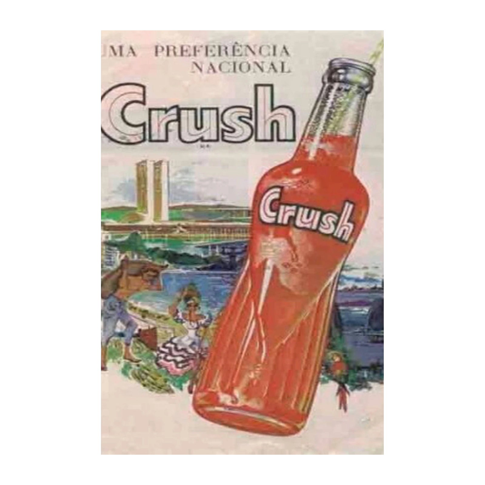 Vintage Crush Soda Bottle Retro Advertisement Wall Art
