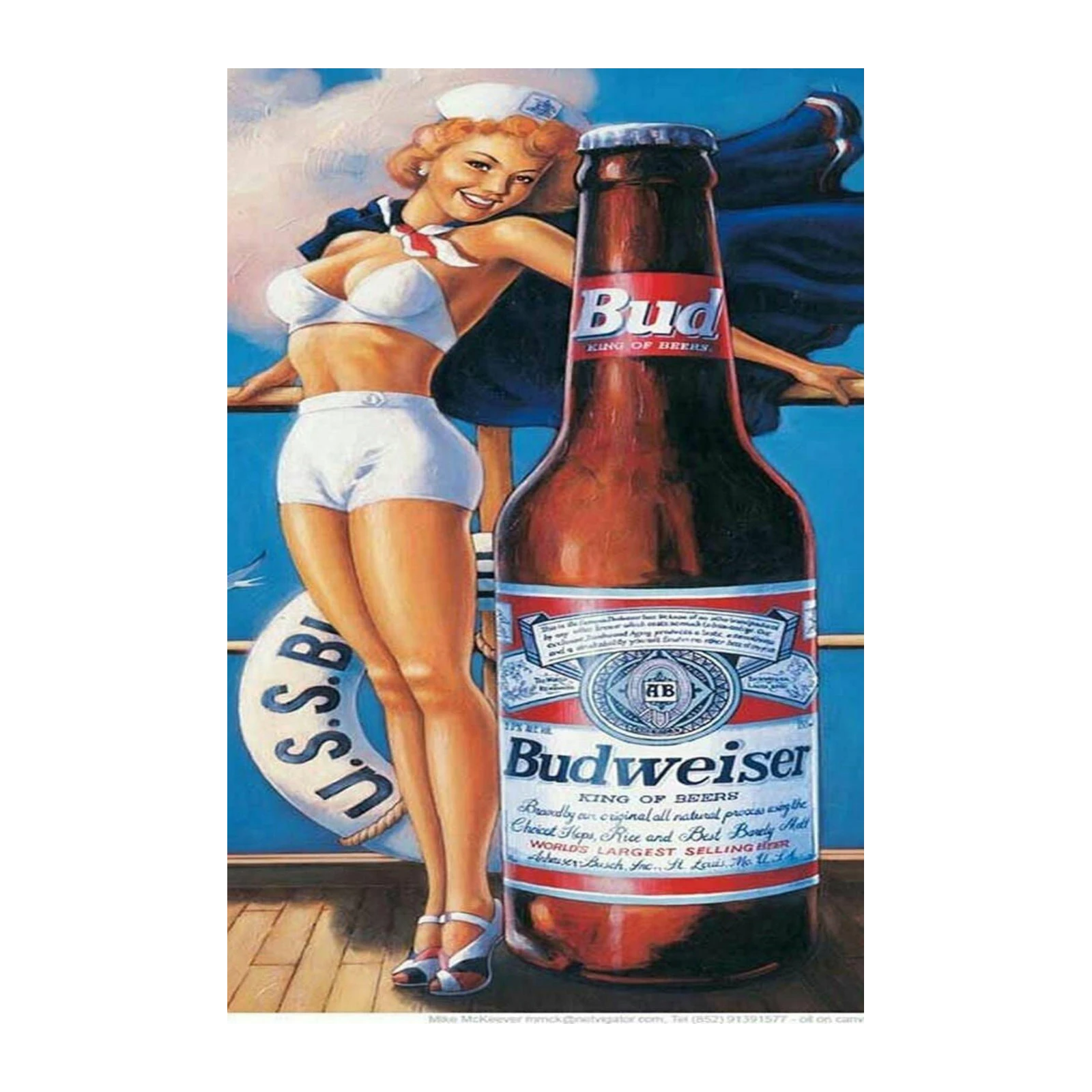 Nautical Pin-Up Budweiser King of Beers Wall Art