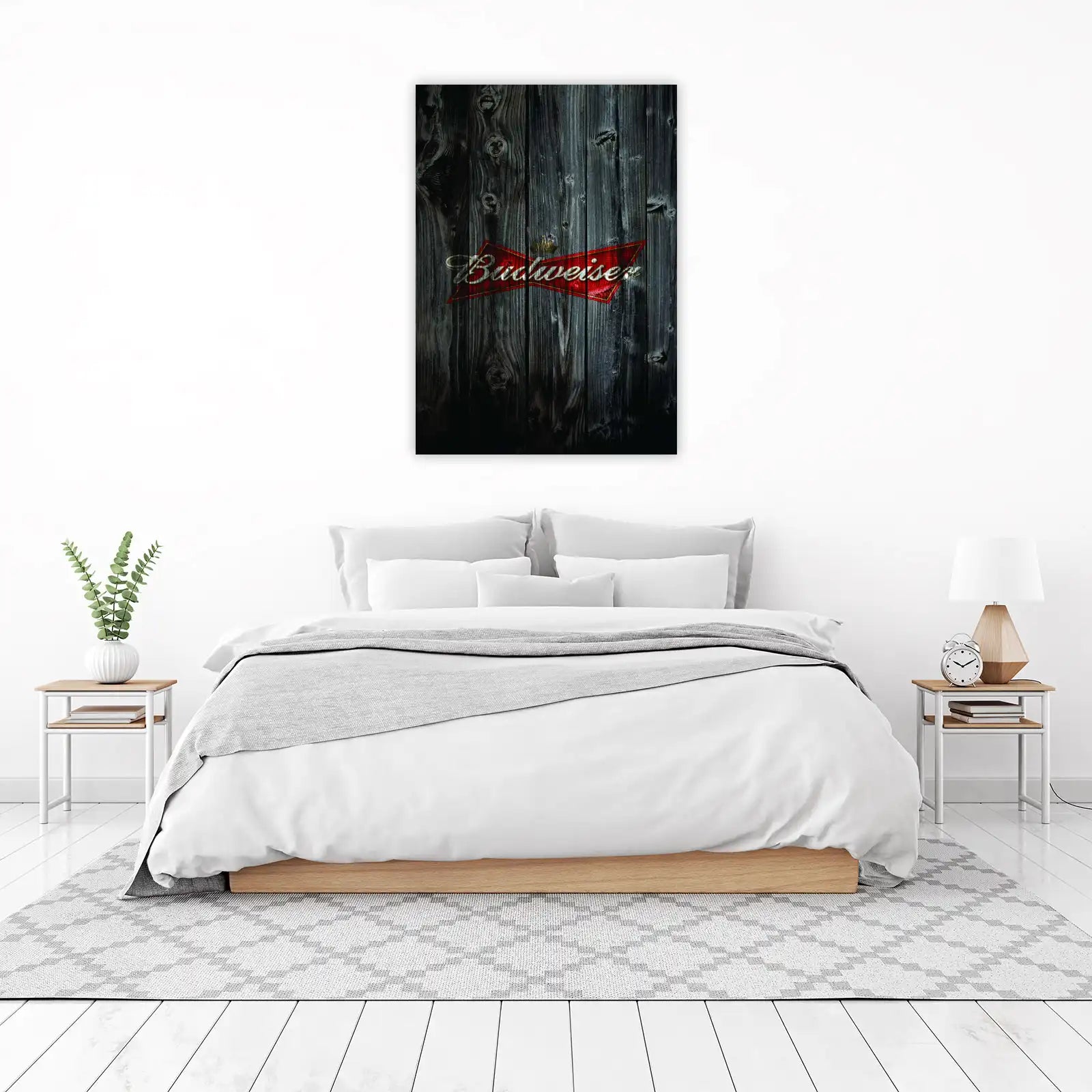 Vintage Budweiser Plaid Wood Wall Art