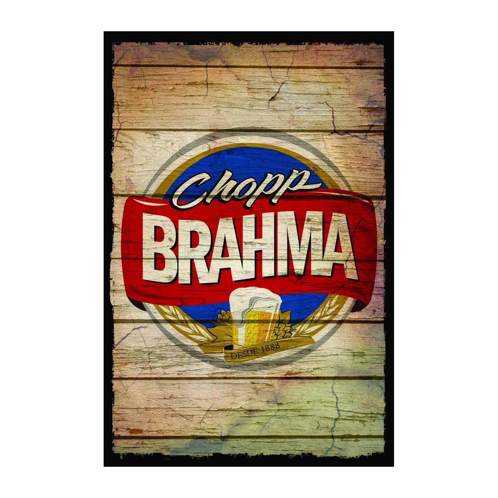 Vintage Brahma Chopp Beer Wood Grain Wall Art